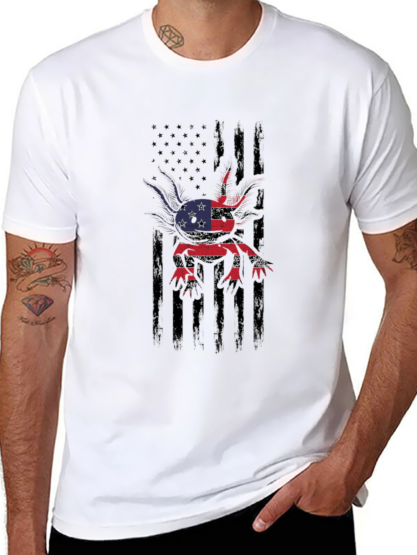 American Flag Axolotl Graphic Tee