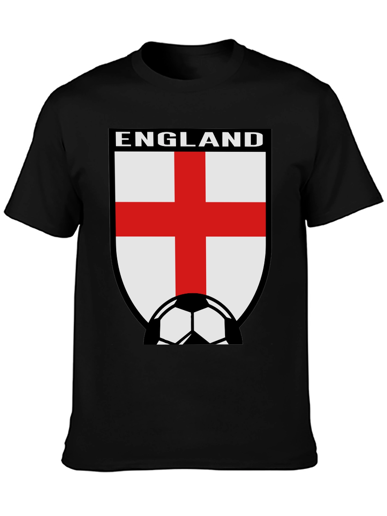 England Soccer T-Shirt - Black Cotton Tee