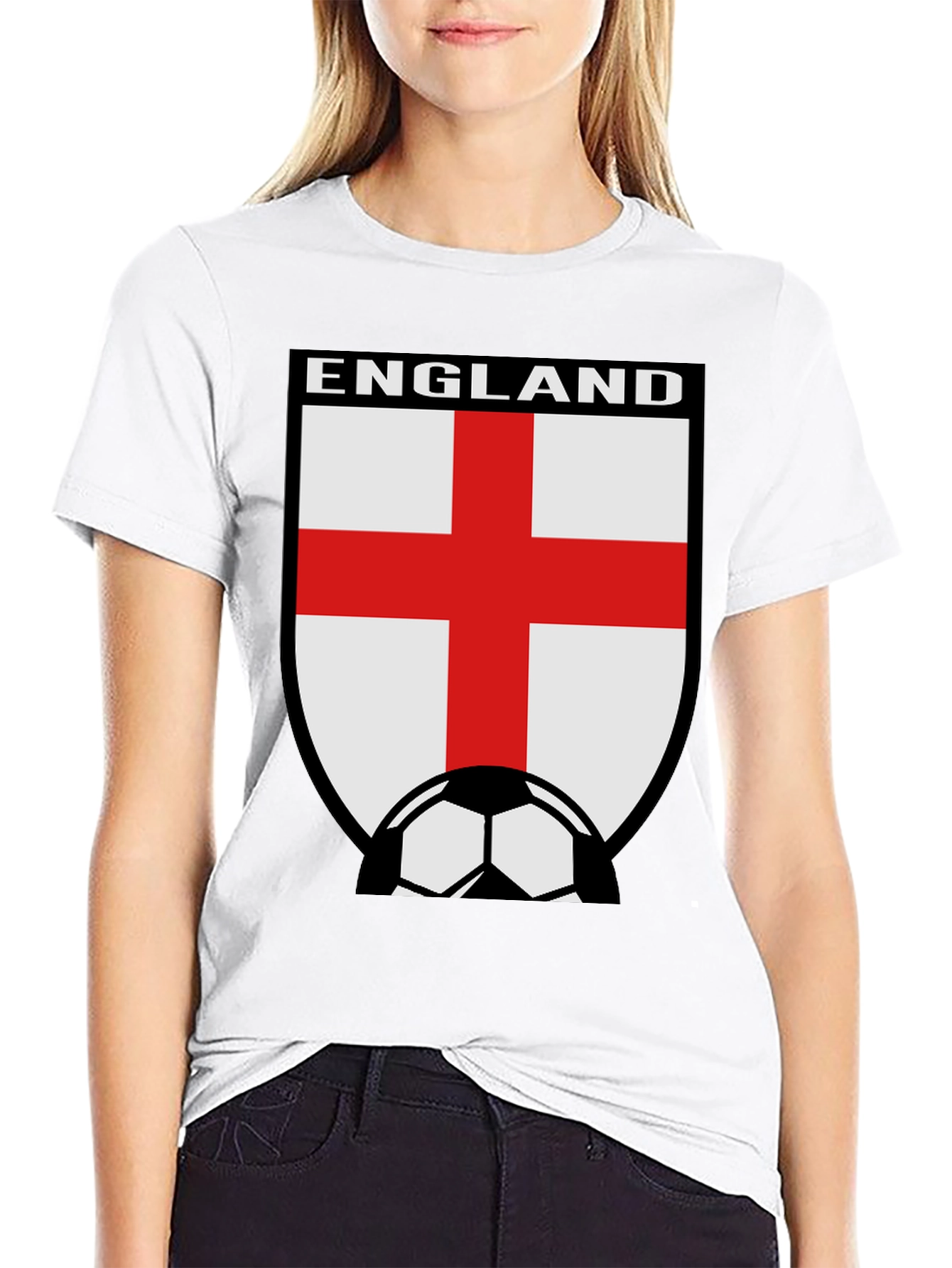 England Soccer T-Shirt - Black Cotton Tee