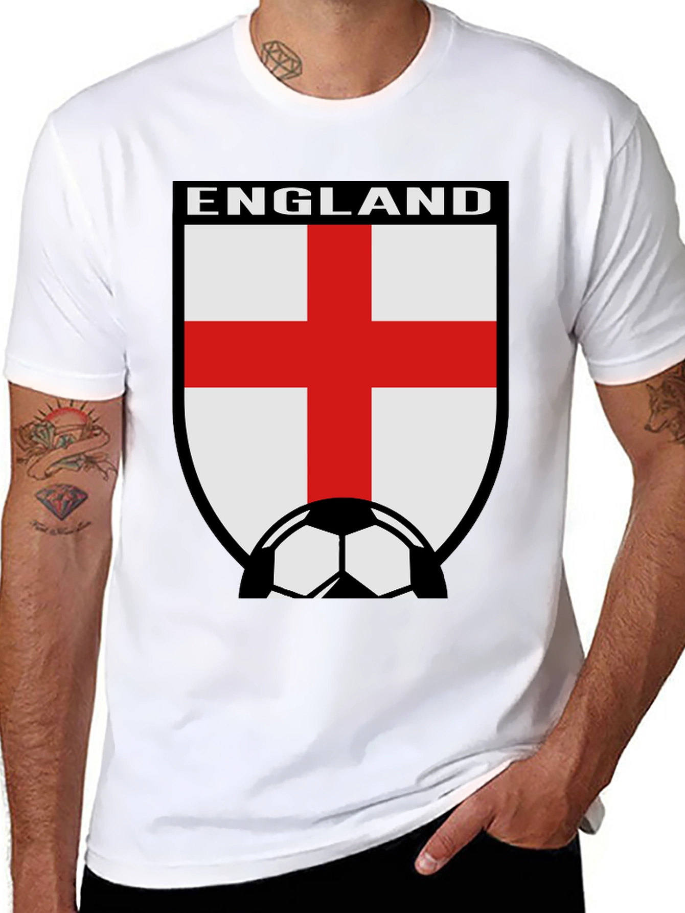 England Soccer T-Shirt - Black Cotton Tee