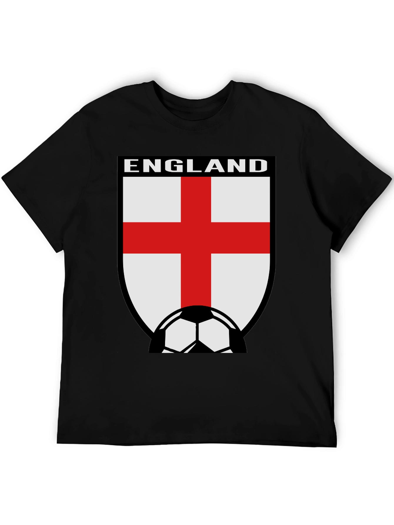 England Soccer T-Shirt - Black Cotton Tee