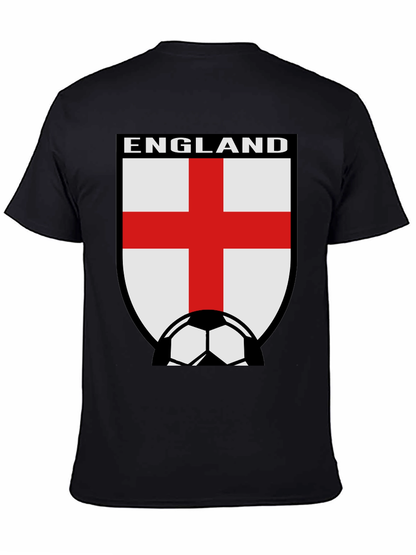 England Soccer T-Shirt - Black Cotton Tee