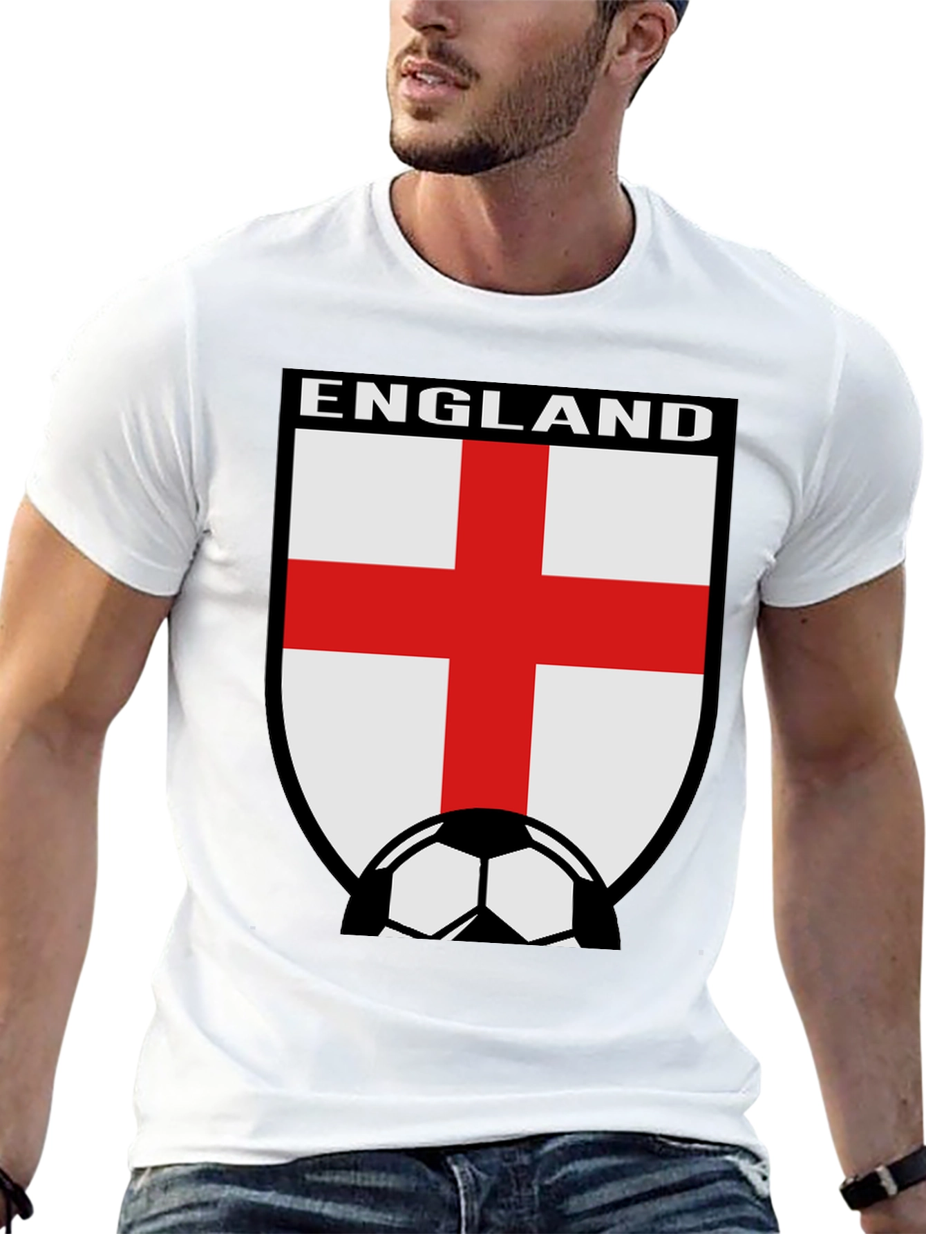 England Soccer T-Shirt - Black Cotton Tee