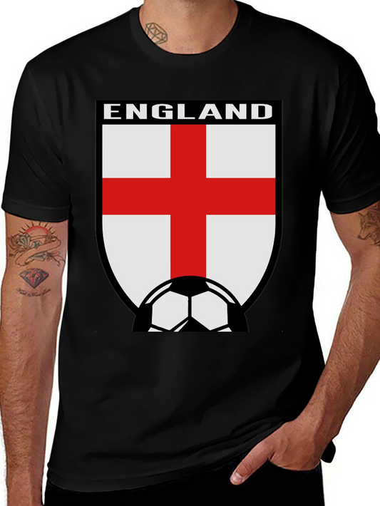 England Soccer T-Shirt - Black Cotton Tee