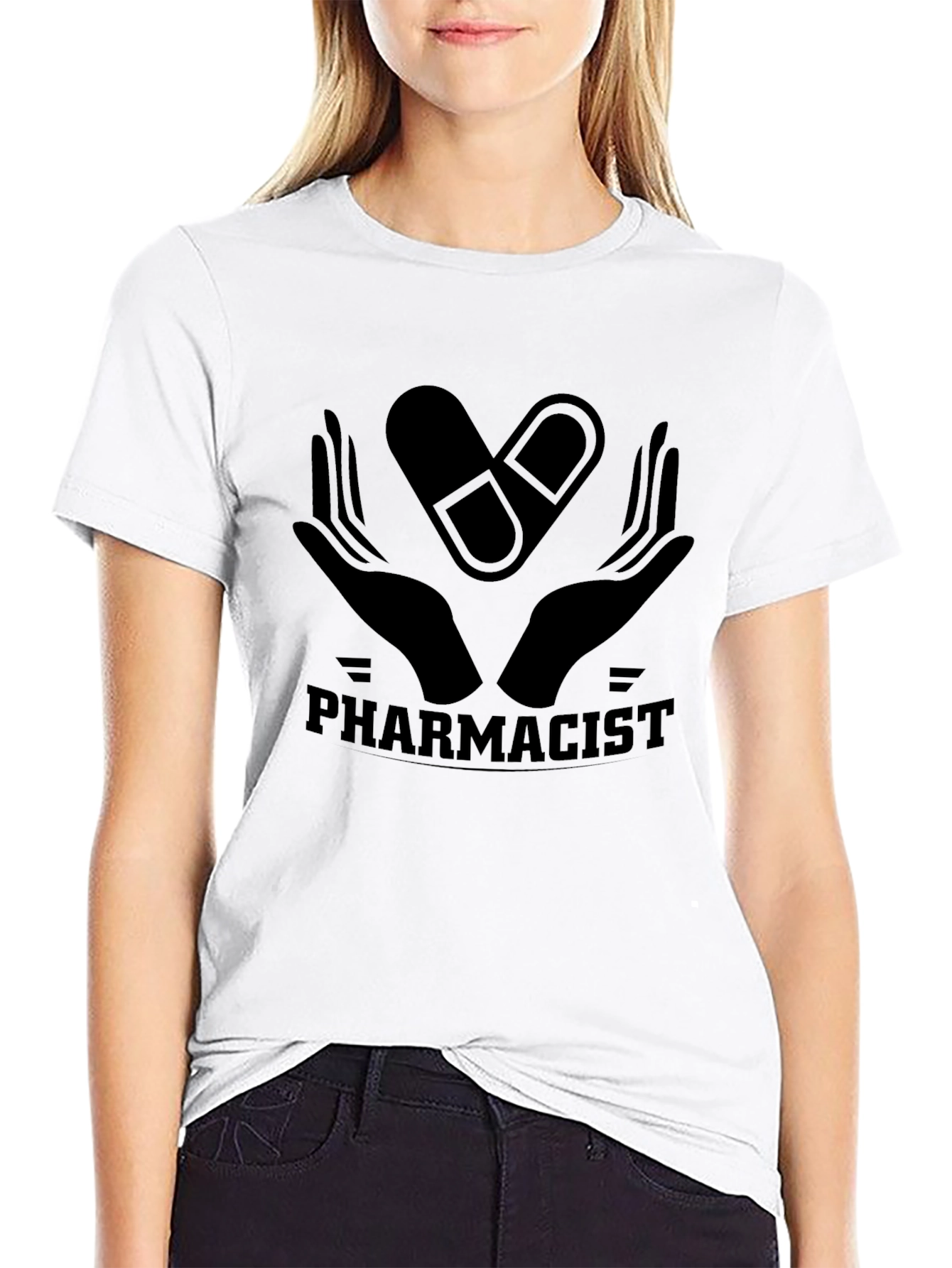 Pharmacist Graphic T-Shirt - Pill & Hand Design