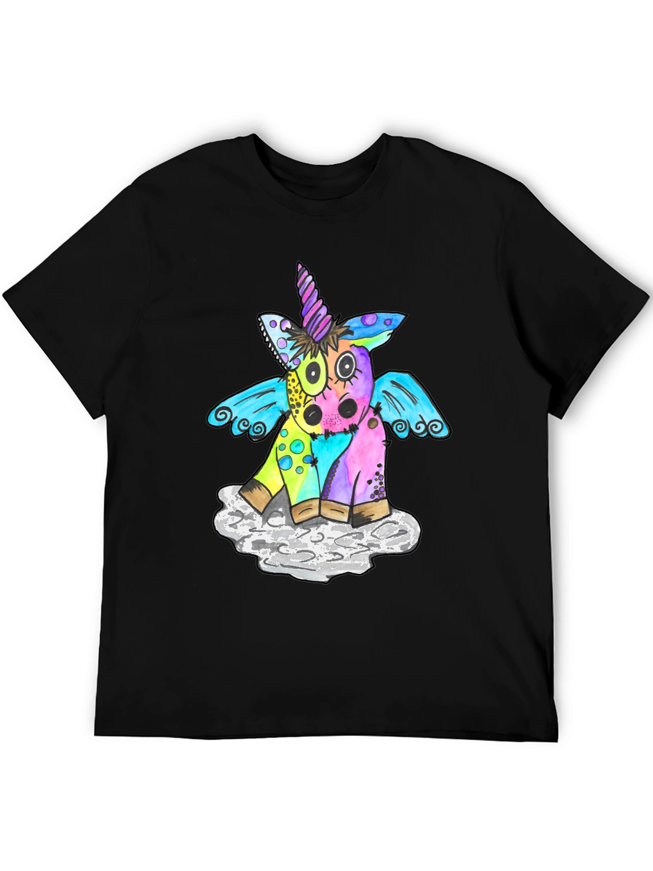 Unicorn Graphic T-Shirt Mens Black Tee