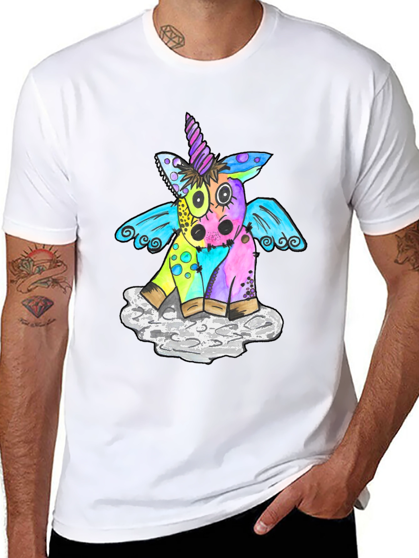 Unicorn Graphic T-Shirt Mens Black Tee