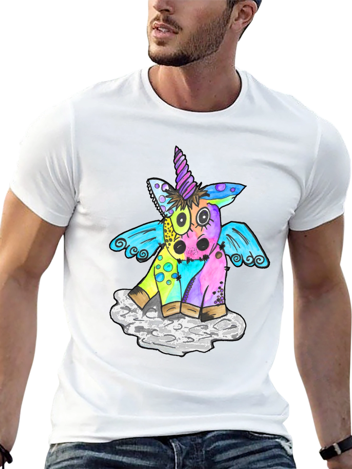 Unicorn Graphic T-Shirt Mens Black Tee