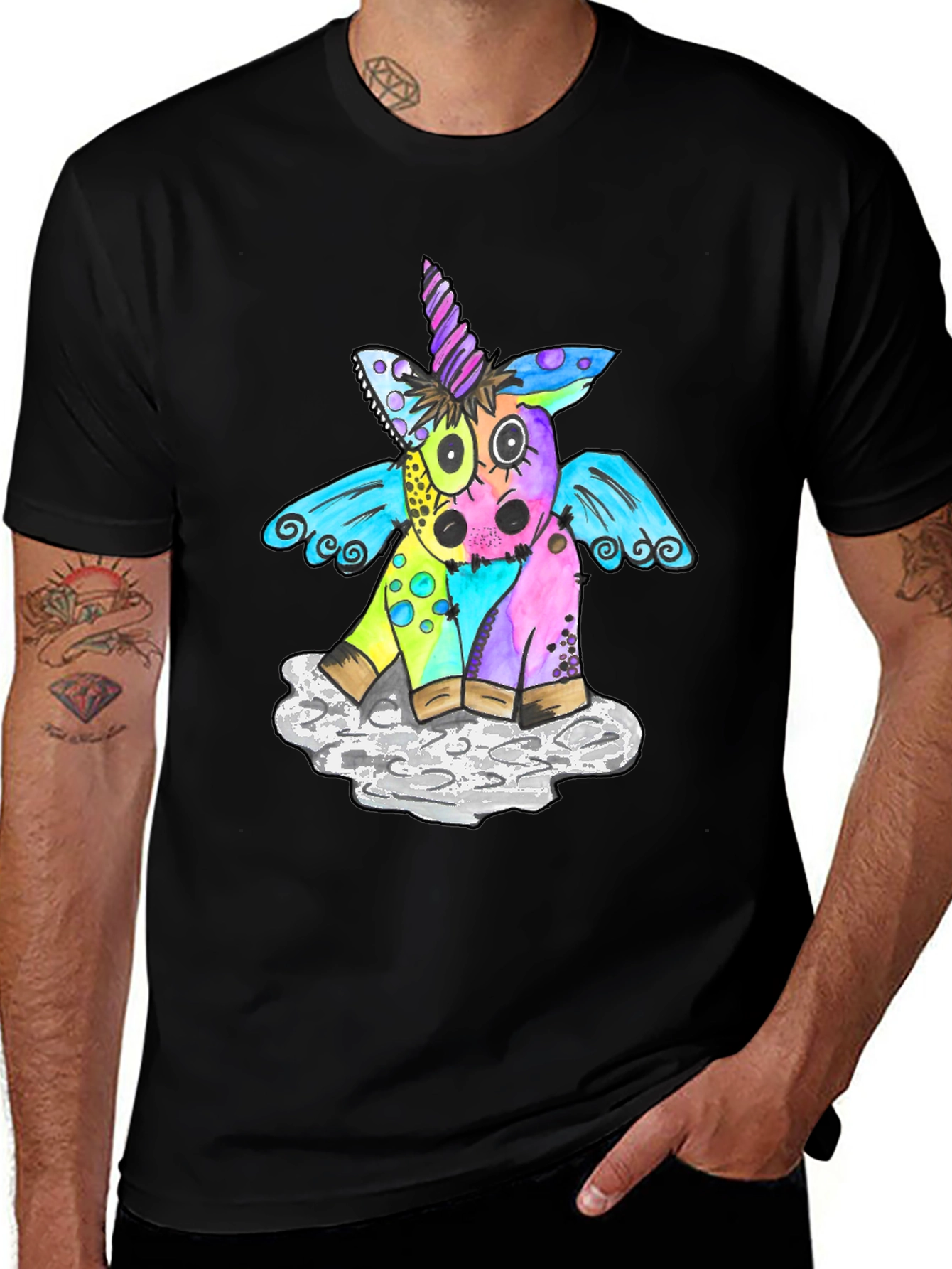 Unicorn Graphic T-Shirt Mens Black Tee