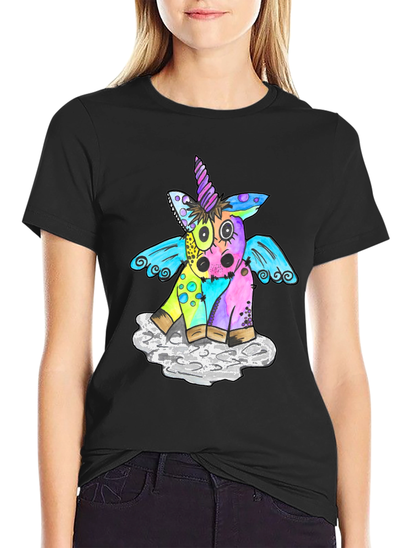 Unicorn Graphic T-Shirt Mens Black Tee