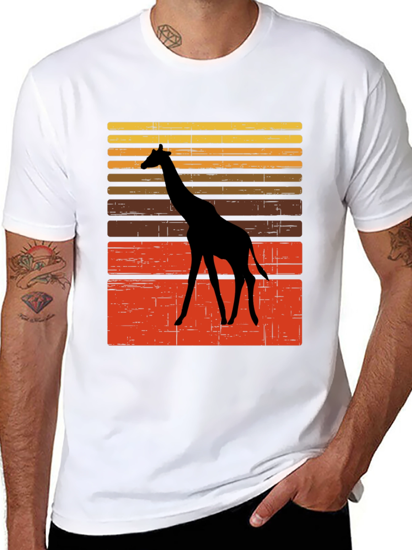 Retro Giraffe Sunset Graphic Tee
