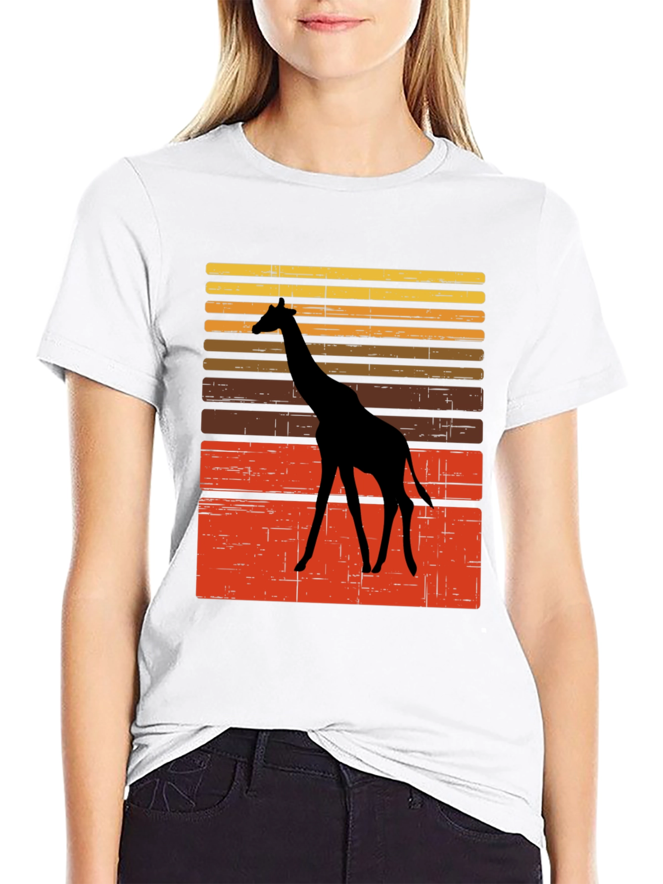 Retro Giraffe Sunset Graphic Tee