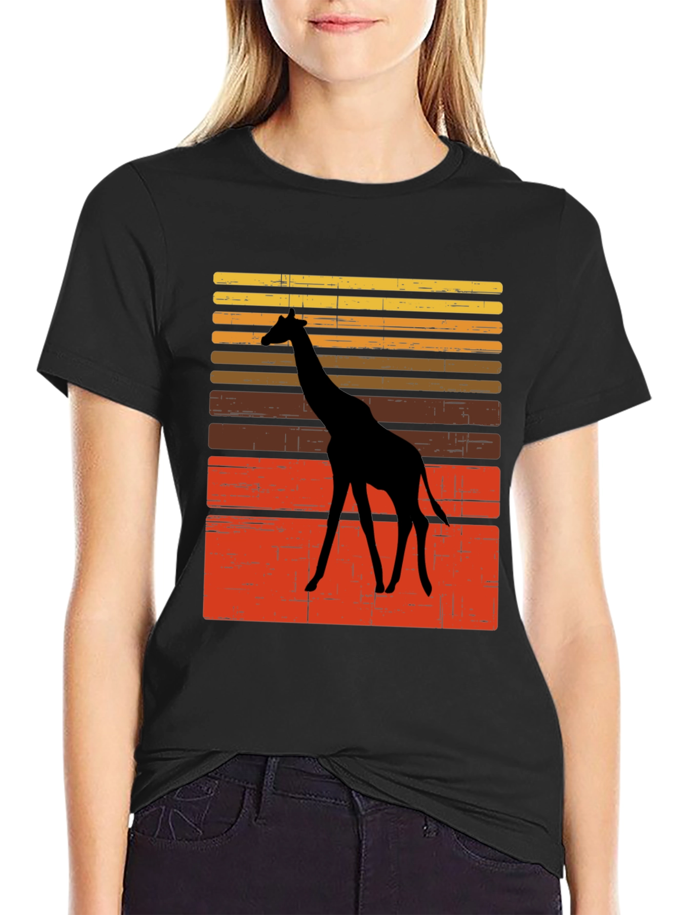 Retro Giraffe Sunset Graphic Tee