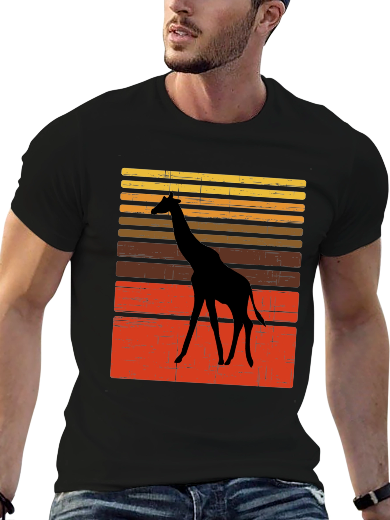 Retro Giraffe Sunset Graphic Tee