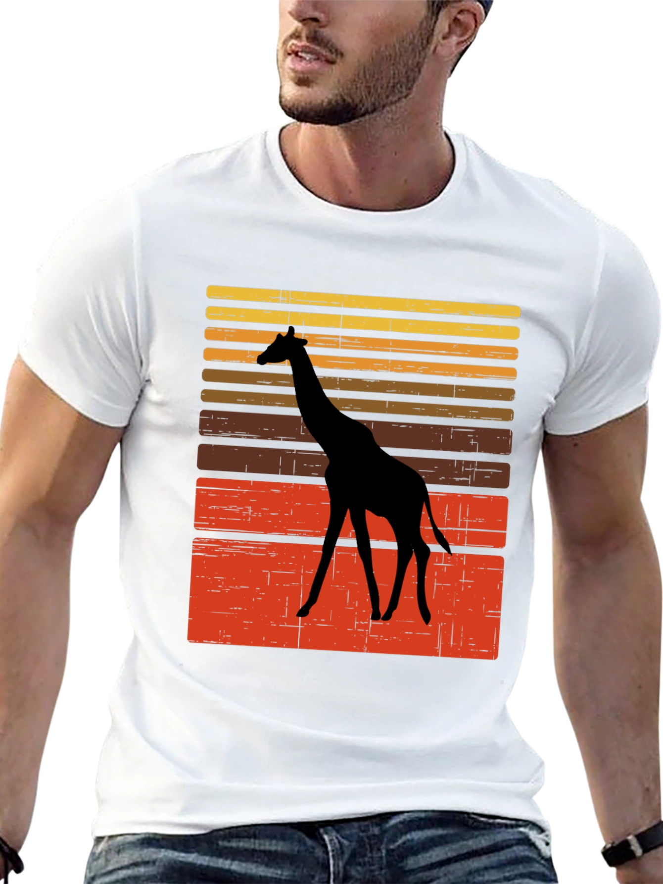 Retro Giraffe Sunset Graphic Tee