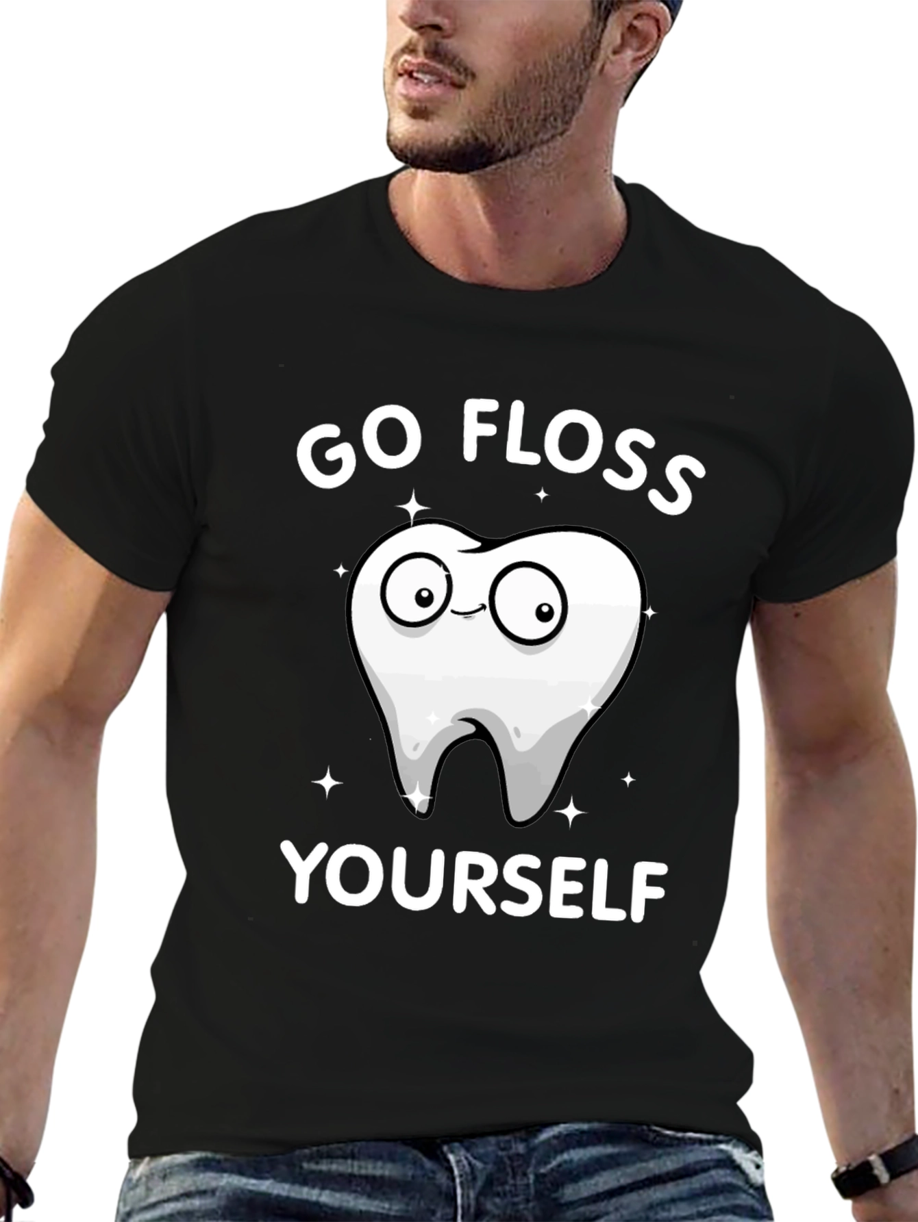 Go Floss Yourself Graphic Tee - Black Cotton T-Shirt