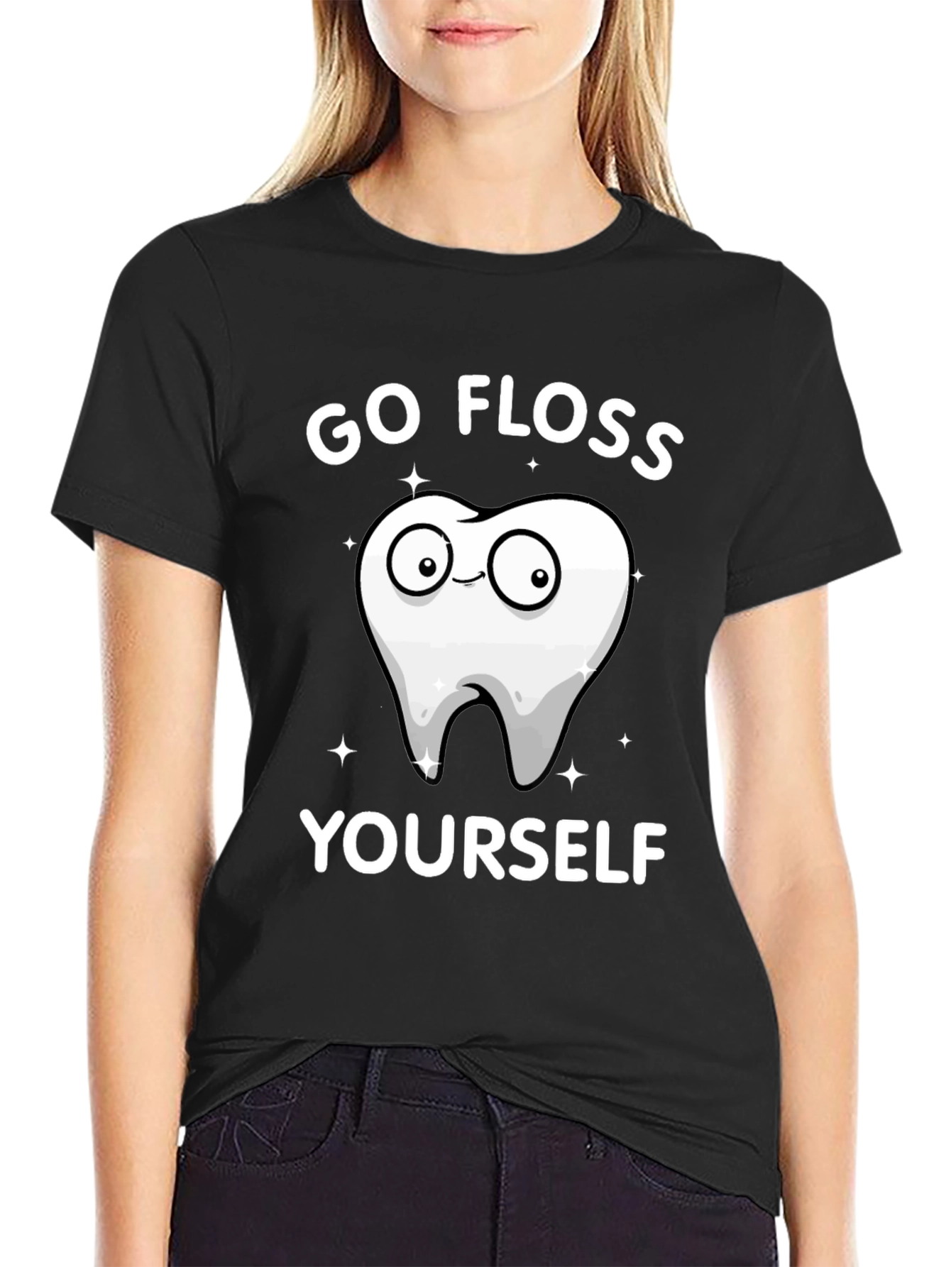 Go Floss Yourself Graphic Tee - Black Cotton T-Shirt