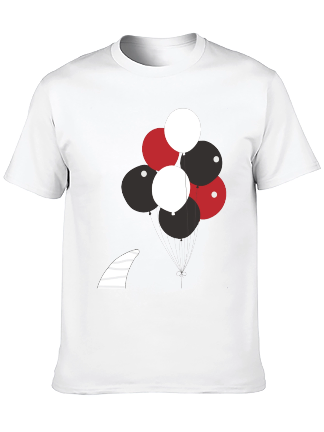 Balloons & Shark Fin Black T-Shirt