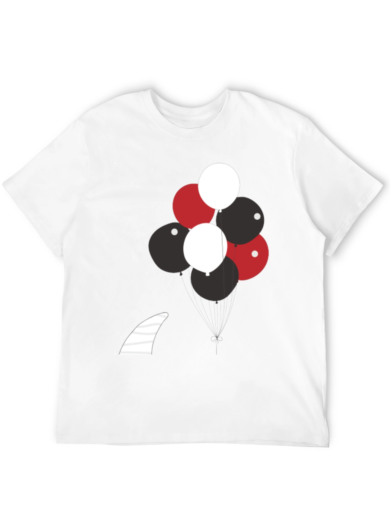Balloons & Shark Fin Black T-Shirt
