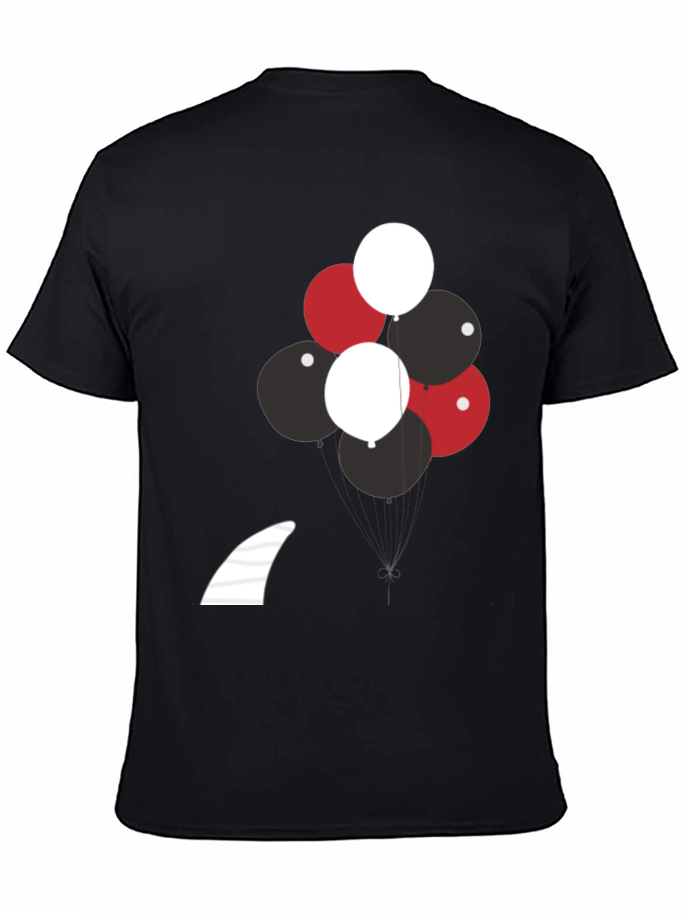 Balloons & Shark Fin Black T-Shirt