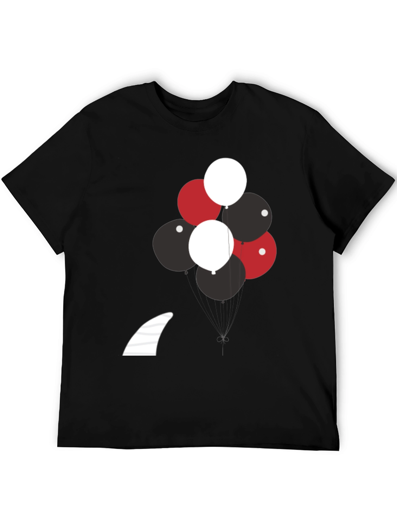 Balloons & Shark Fin Black T-Shirt