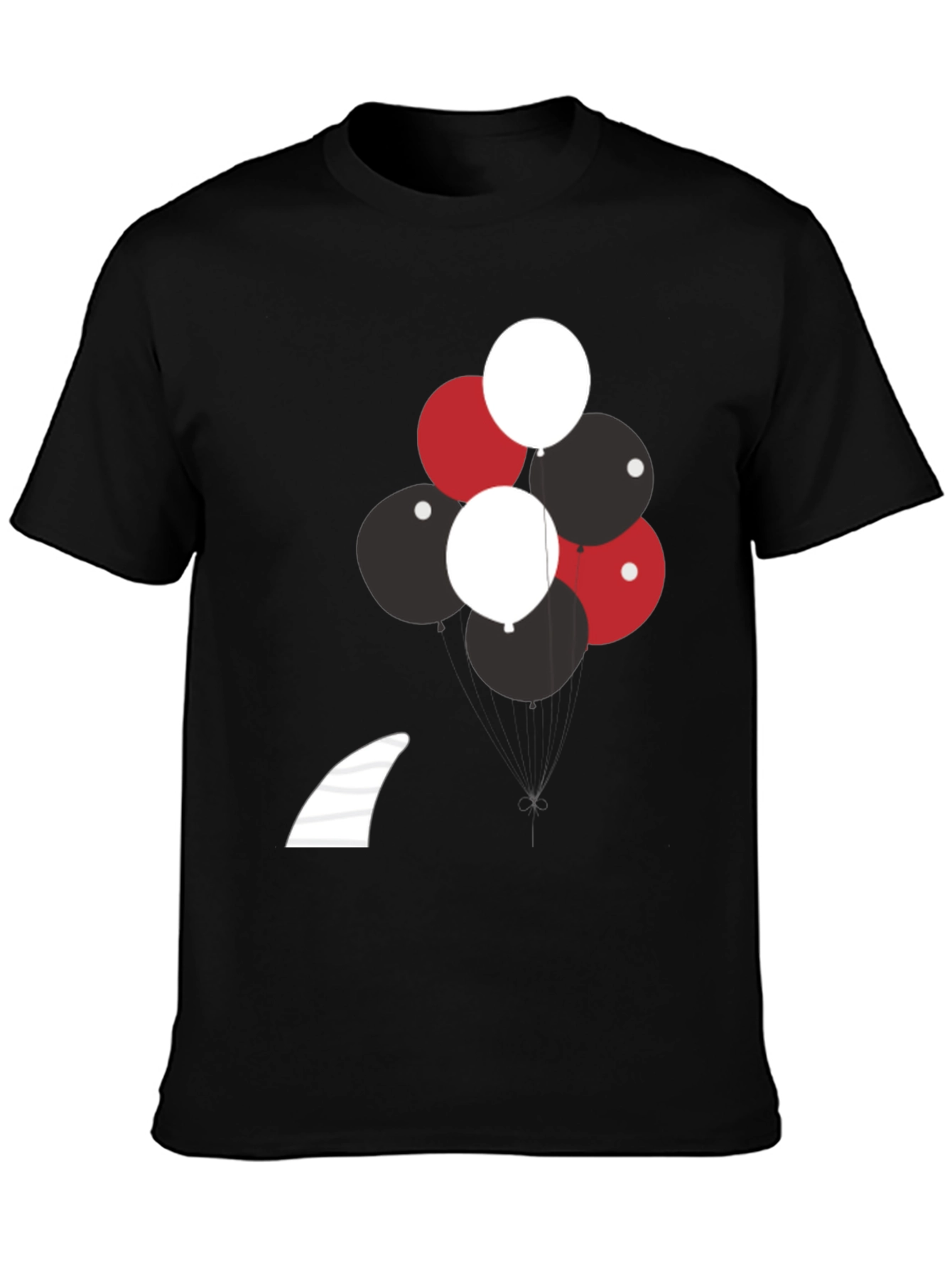 Balloons & Shark Fin Black T-Shirt