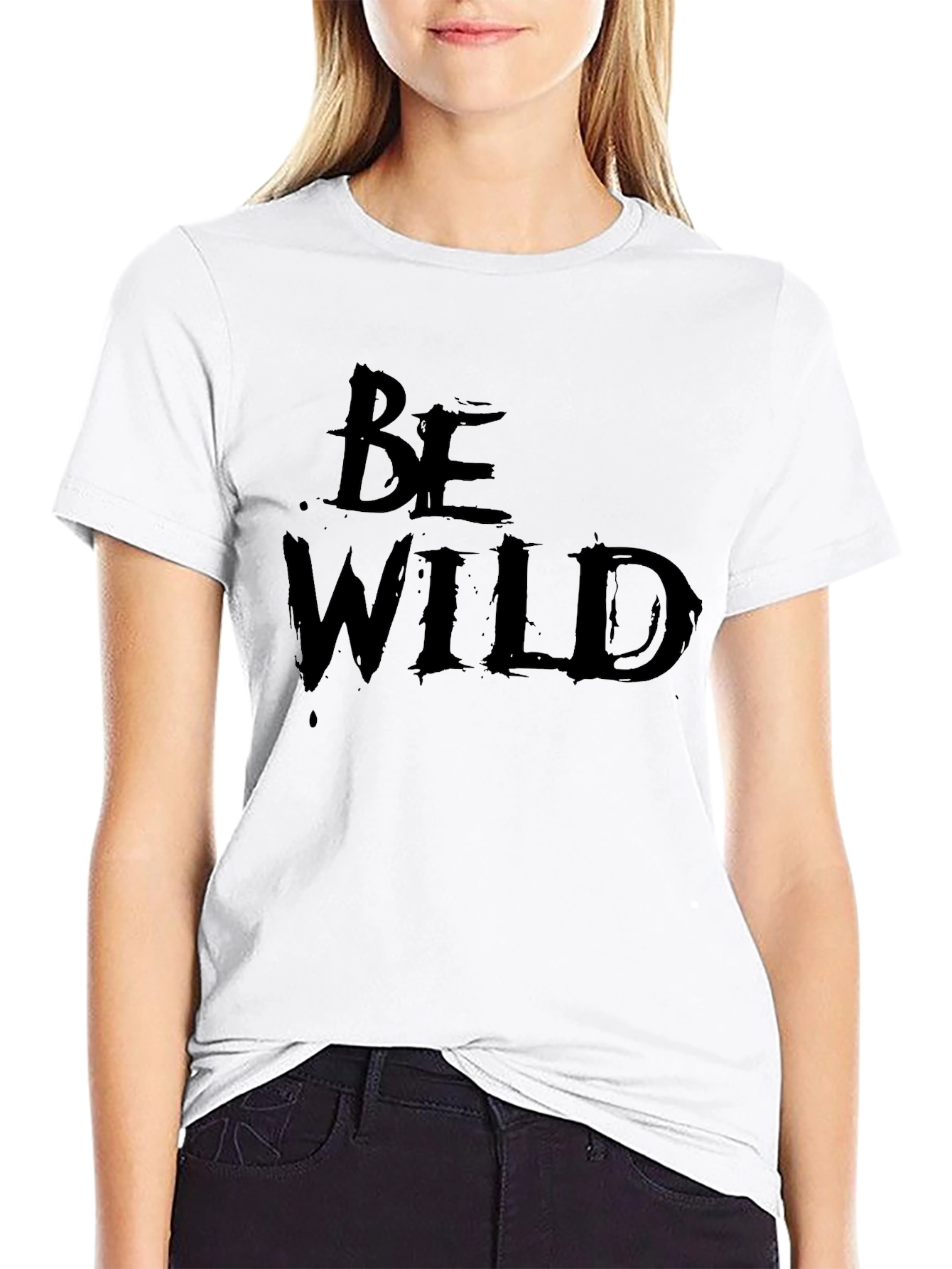 Be Wild Graphic Tee - Black Crew Neck T-Shirt