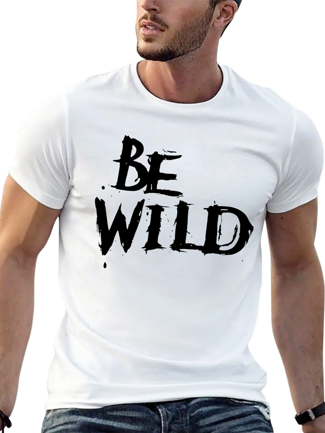 Be Wild Graphic Tee - Black Crew Neck T-Shirt