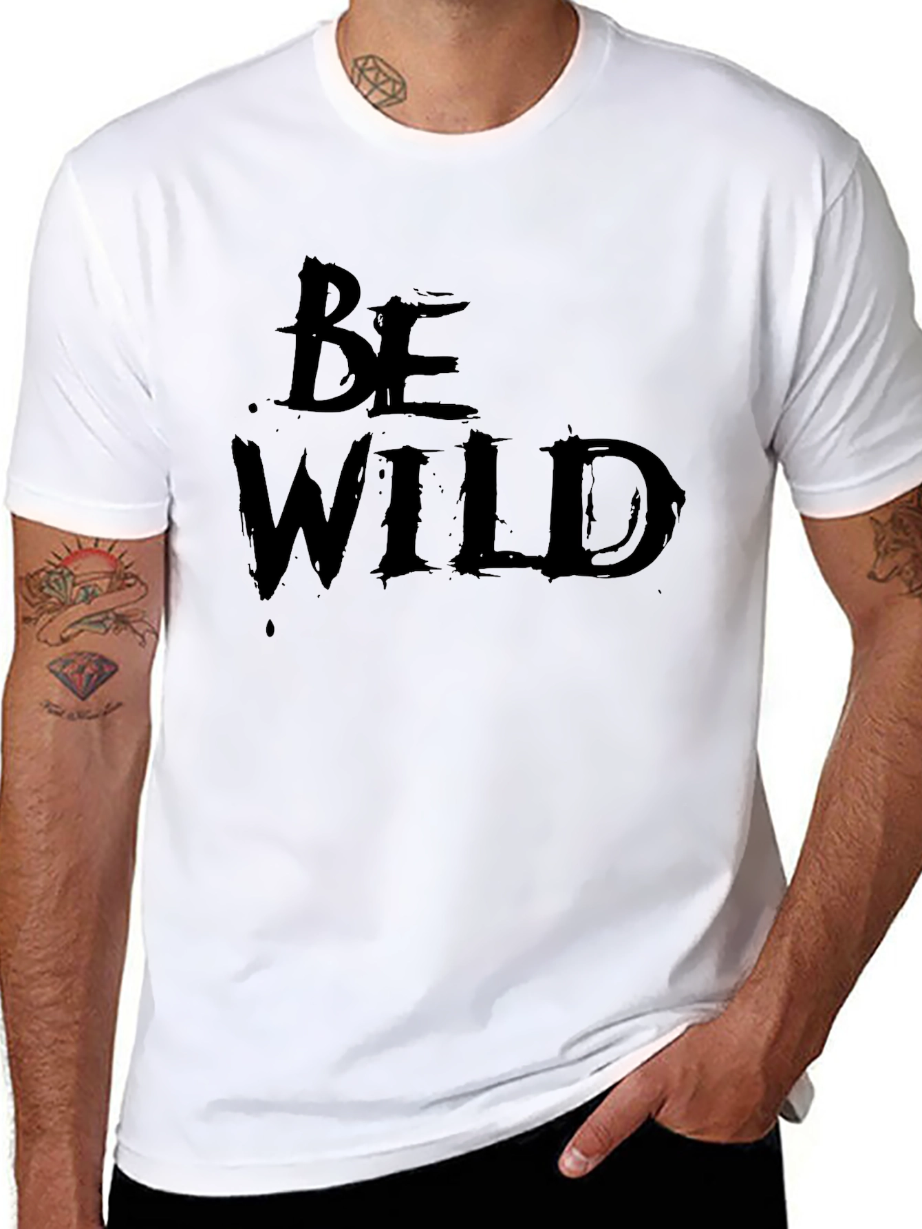 Be Wild Graphic Tee - Black Crew Neck T-Shirt