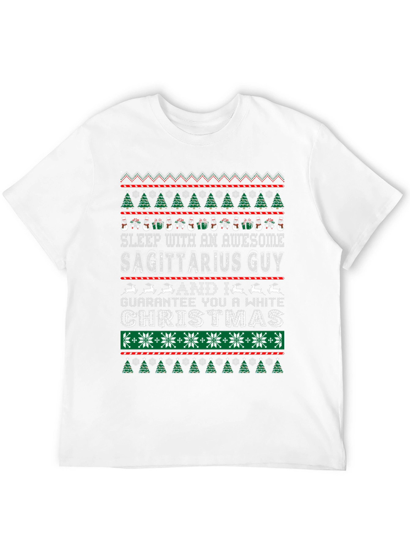 Sagittarius Guy White Christmas Graphic Tee