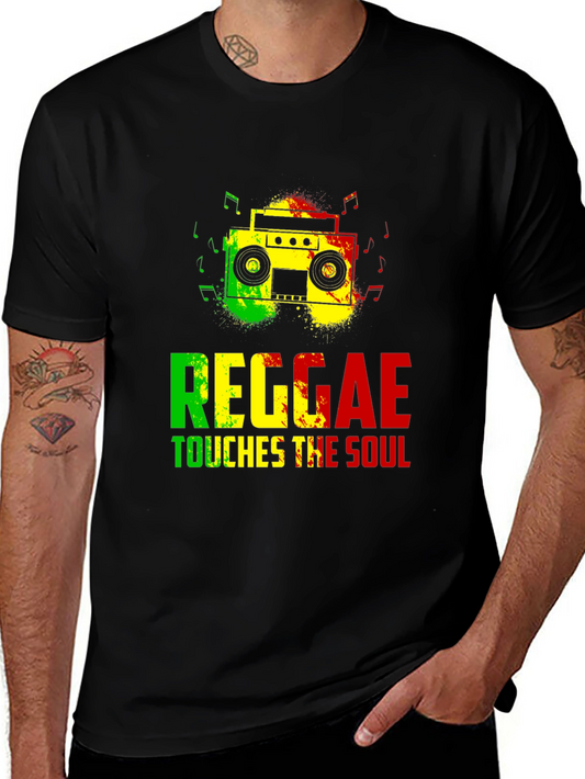 Reggae Music T-Shirt - Touches The Soul - Black Cotton