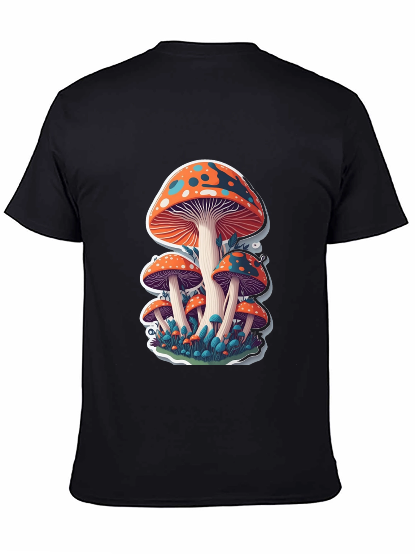 Funky Mushroom Graphic T-Shirt - Black
