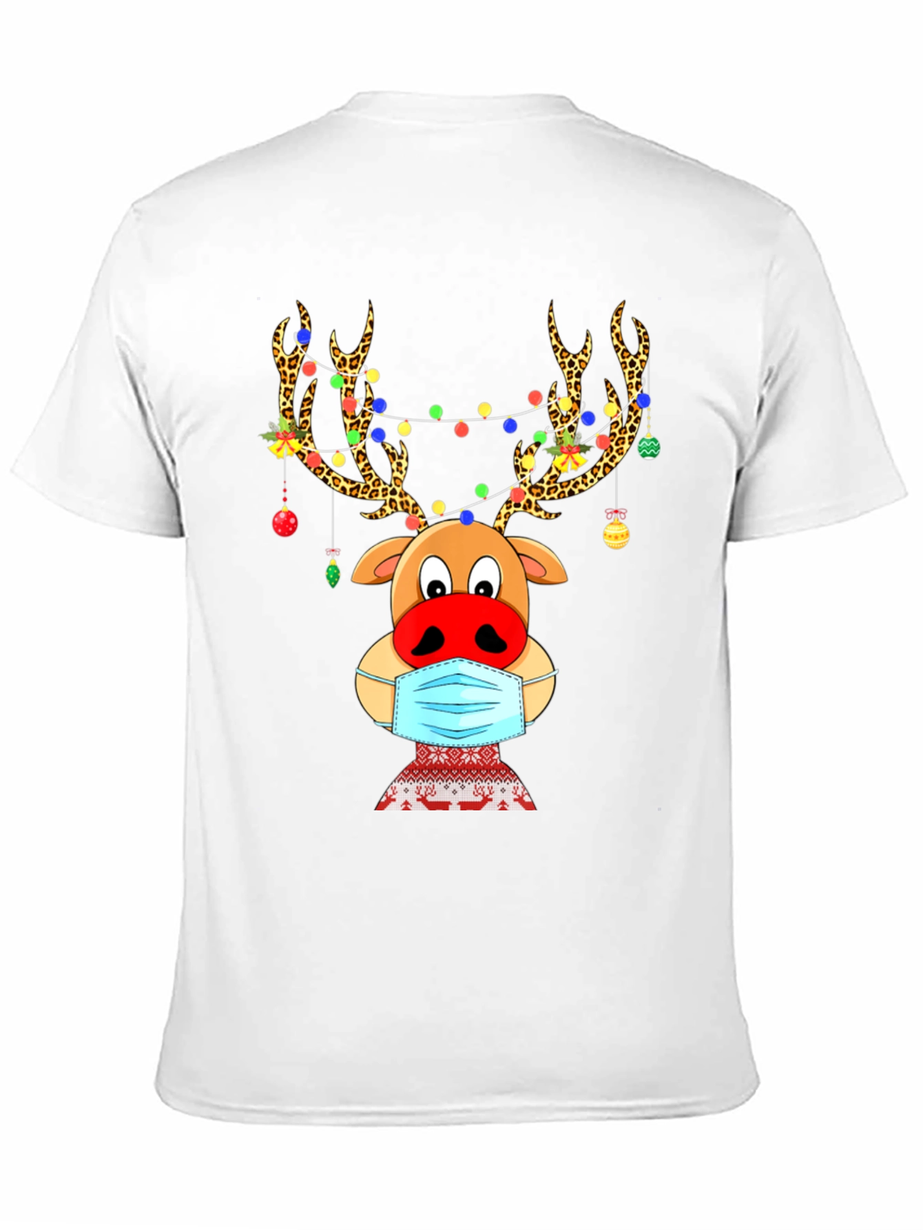 Reindeer Mask Christmas Holiday Graphic T-Shirt