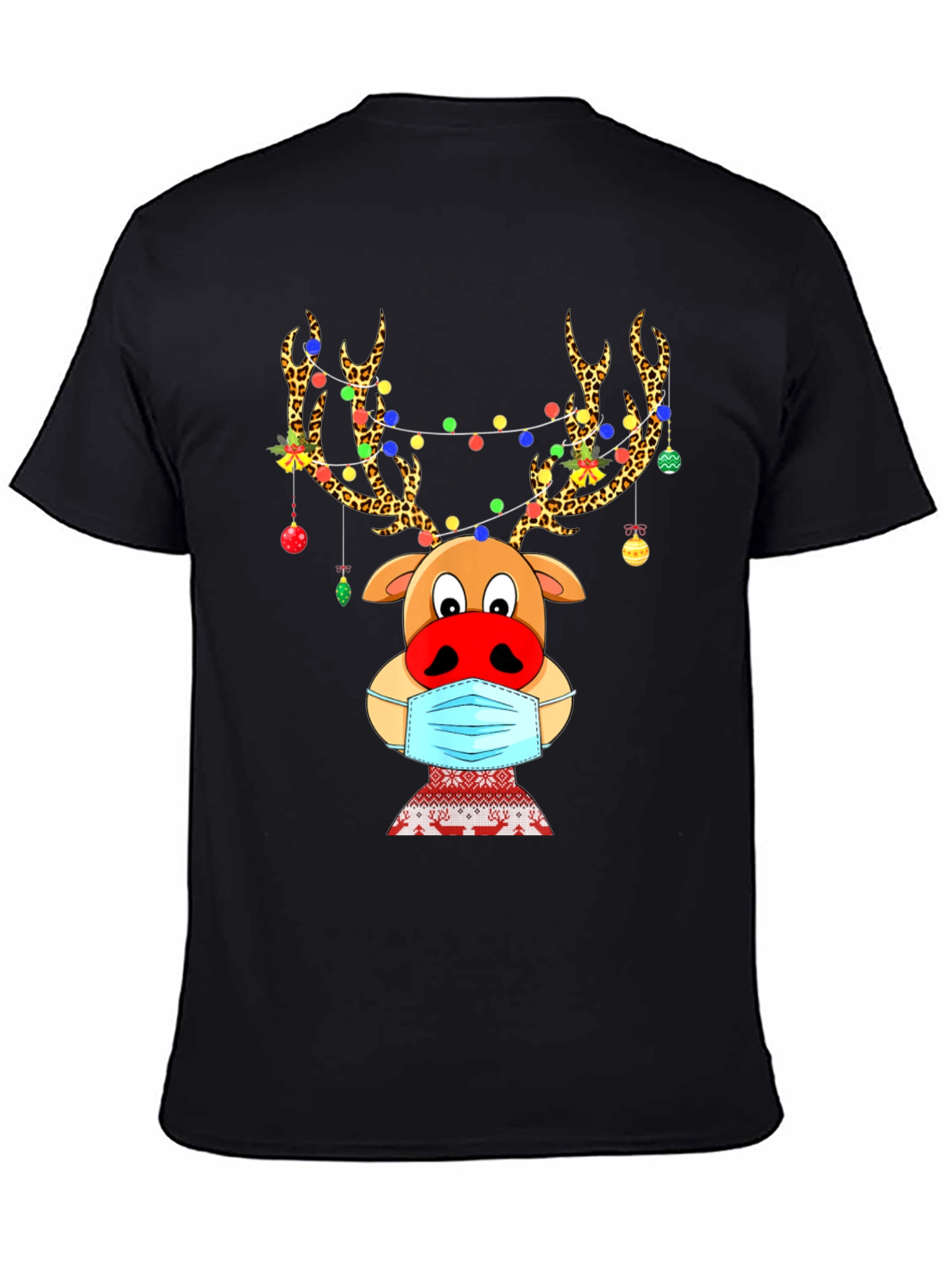 Reindeer Mask Christmas Holiday Graphic T-Shirt