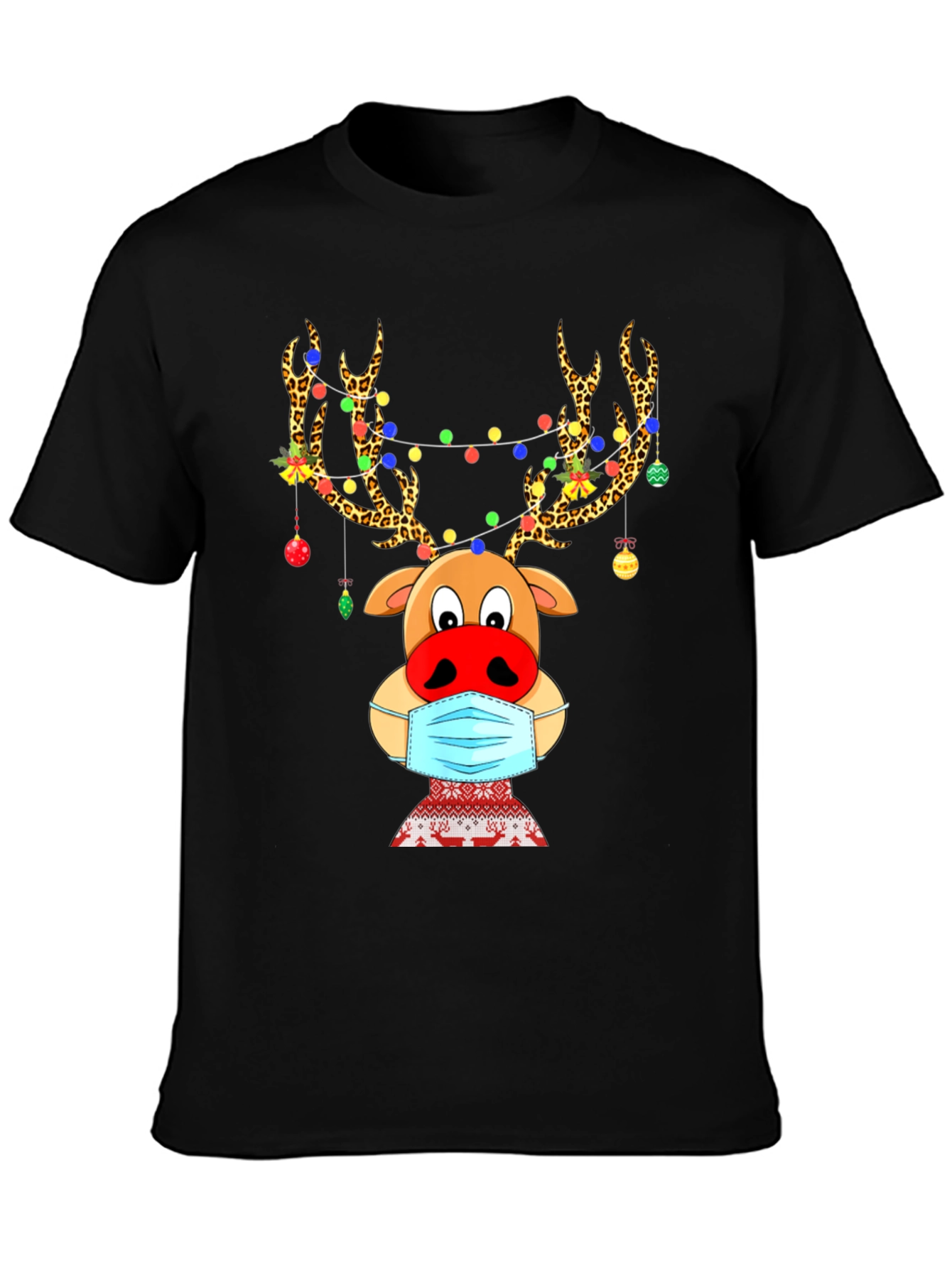 Reindeer Mask Christmas Holiday Graphic T-Shirt