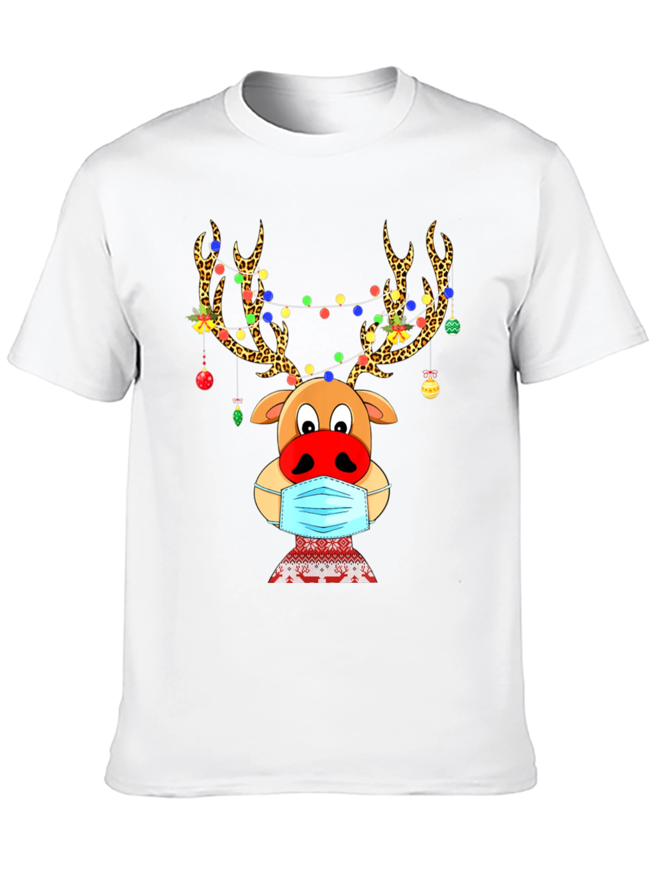 Reindeer Mask Christmas Holiday Graphic T-Shirt