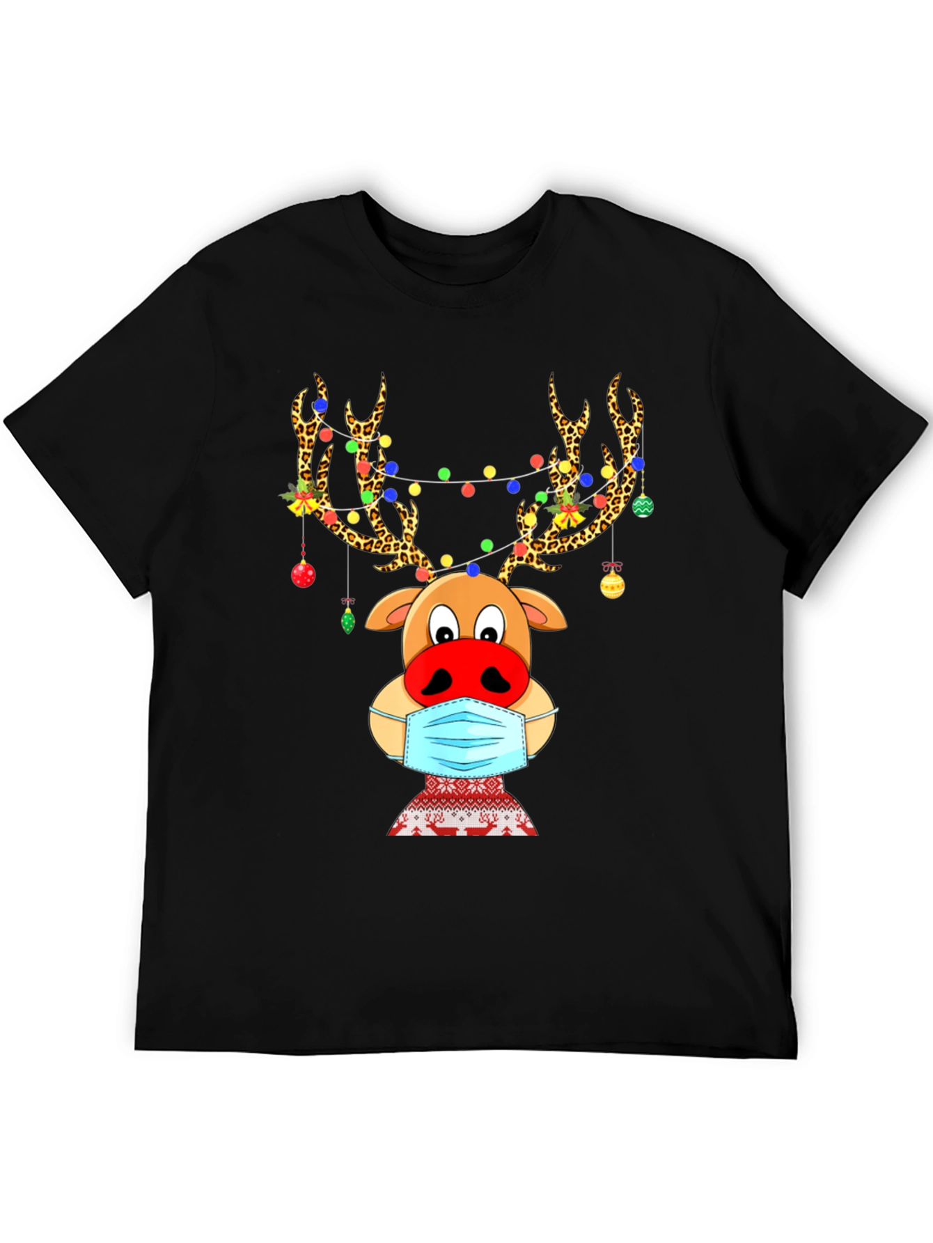 Reindeer Mask Christmas Holiday Graphic T-Shirt