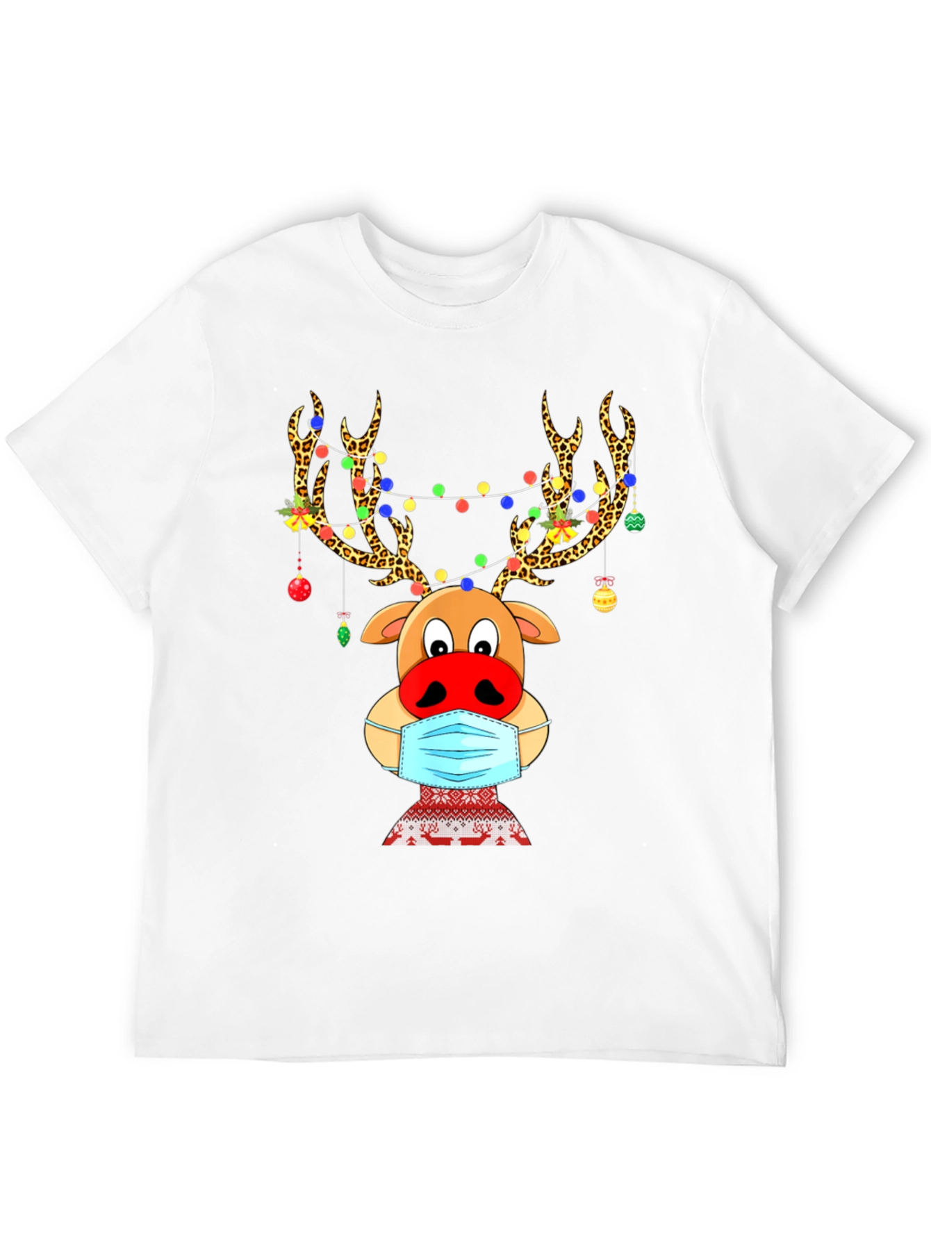 Reindeer Mask Christmas Holiday Graphic T-Shirt
