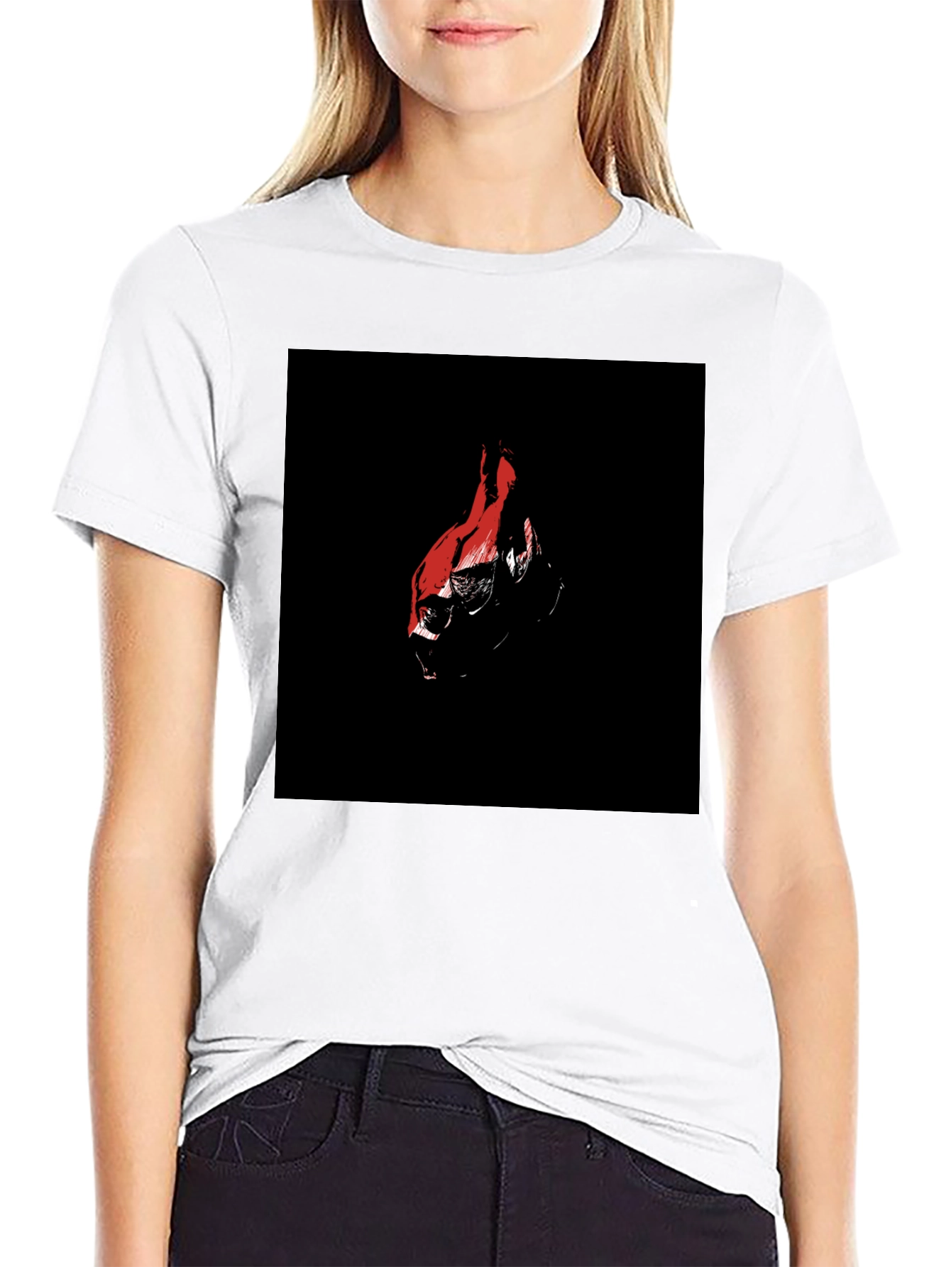 Red and Black Graphic Print Tee