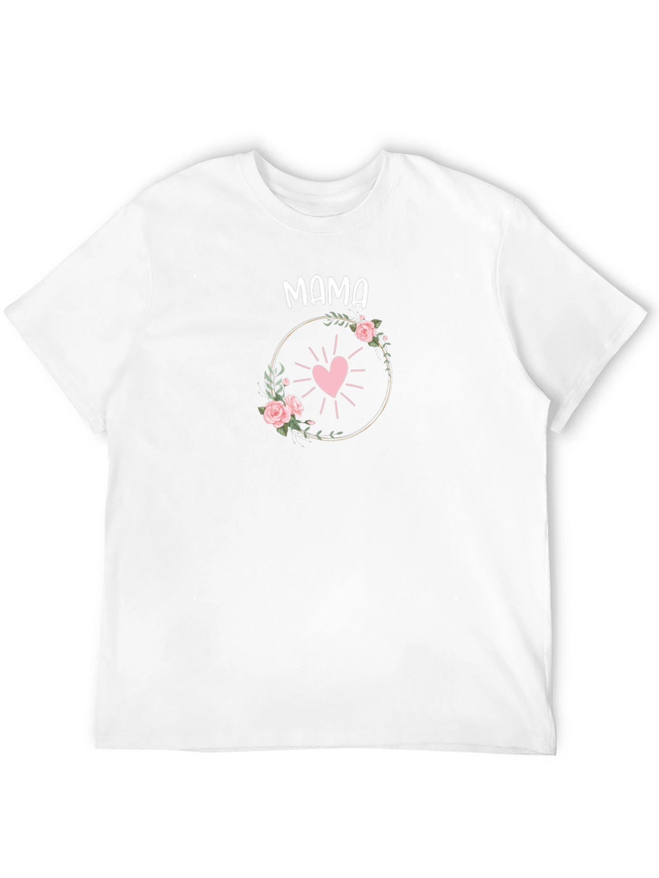 Mama Heart Floral Graphic Tee - Black