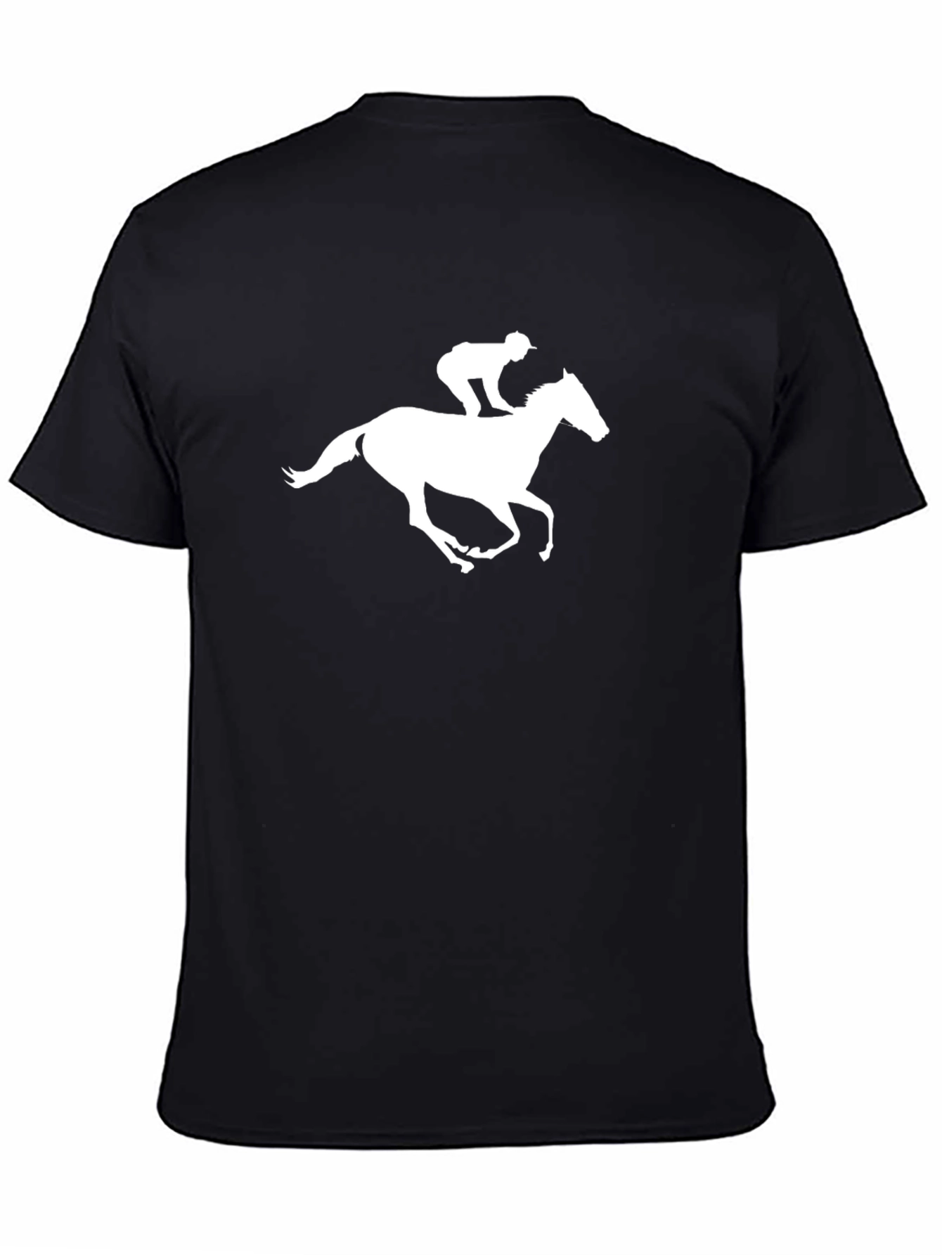 Horse Racing Graphic Tee - Black Cotton Blend