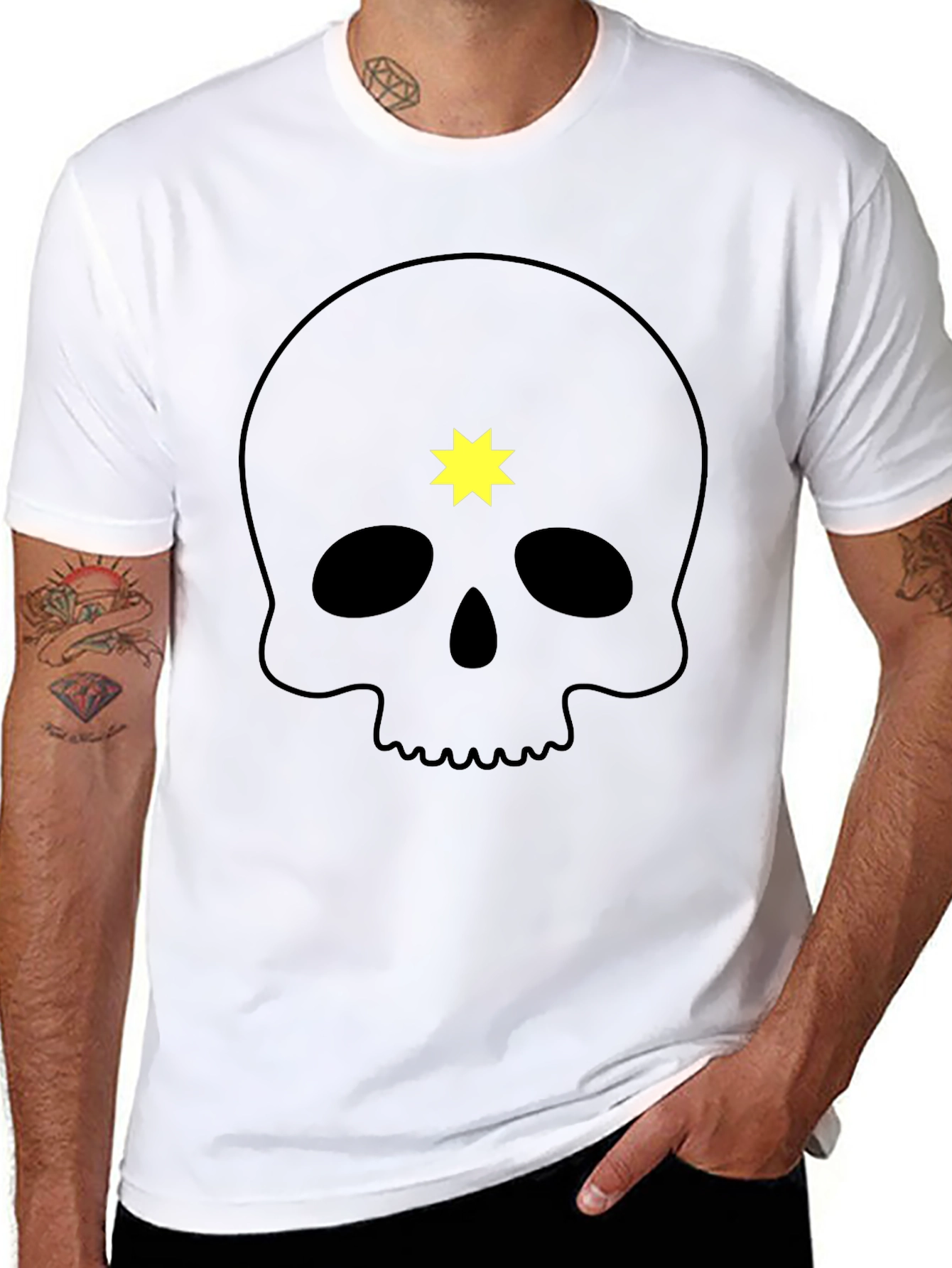 Skull & Star Graphic Tee - Mens Black T-Shirt
