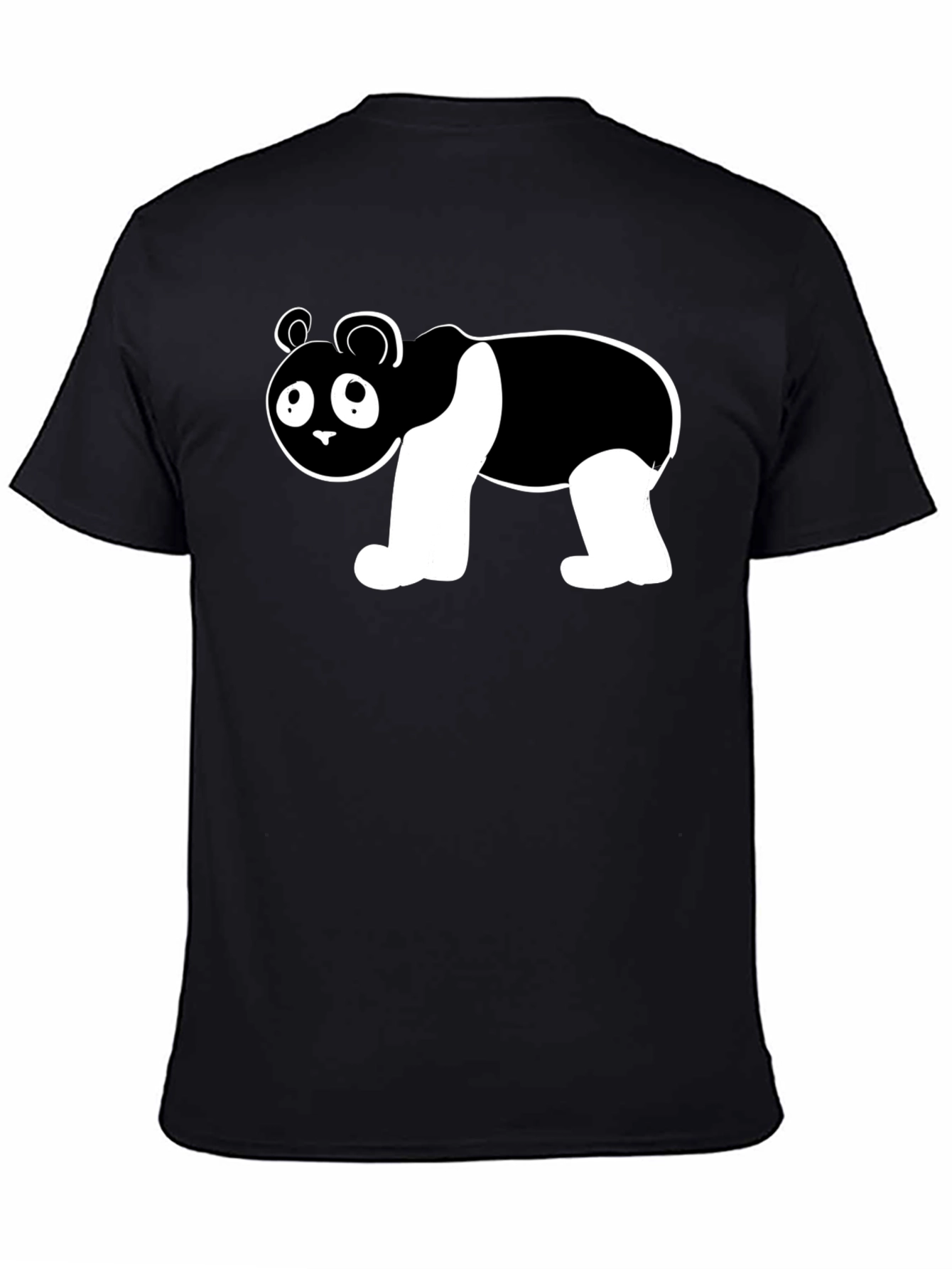 Cute Panda Bear Graphic Black T-Shirt