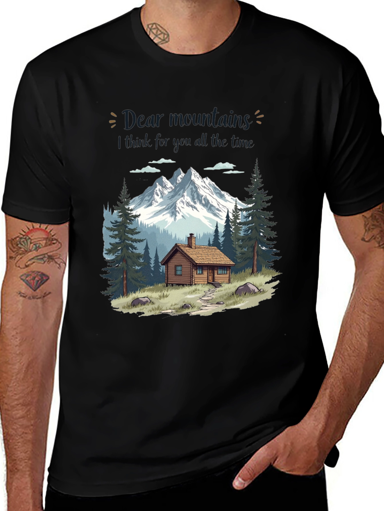 Mountains Cabin Graphic Tee