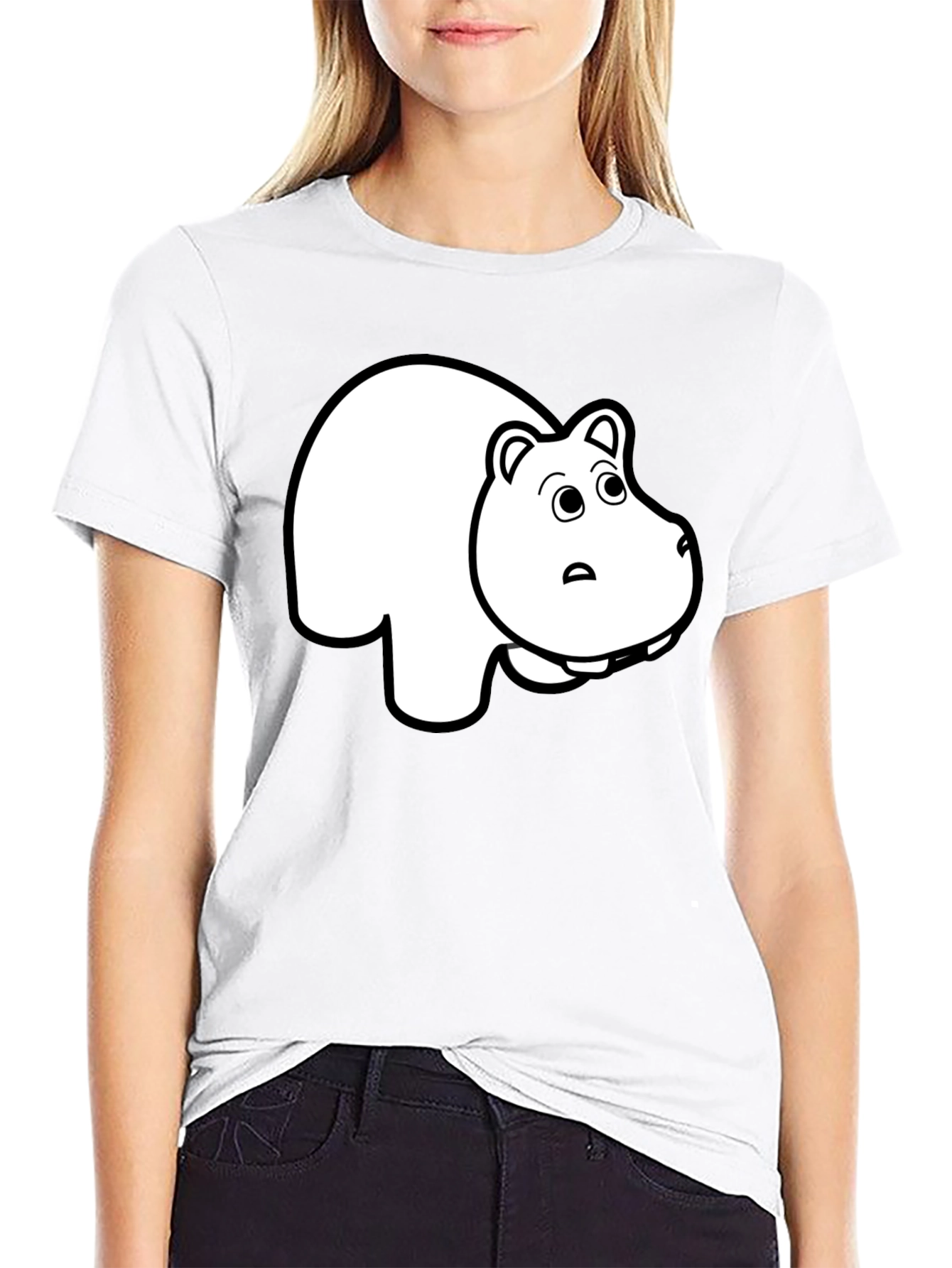 Black T-Shirt with Hippo Graphic