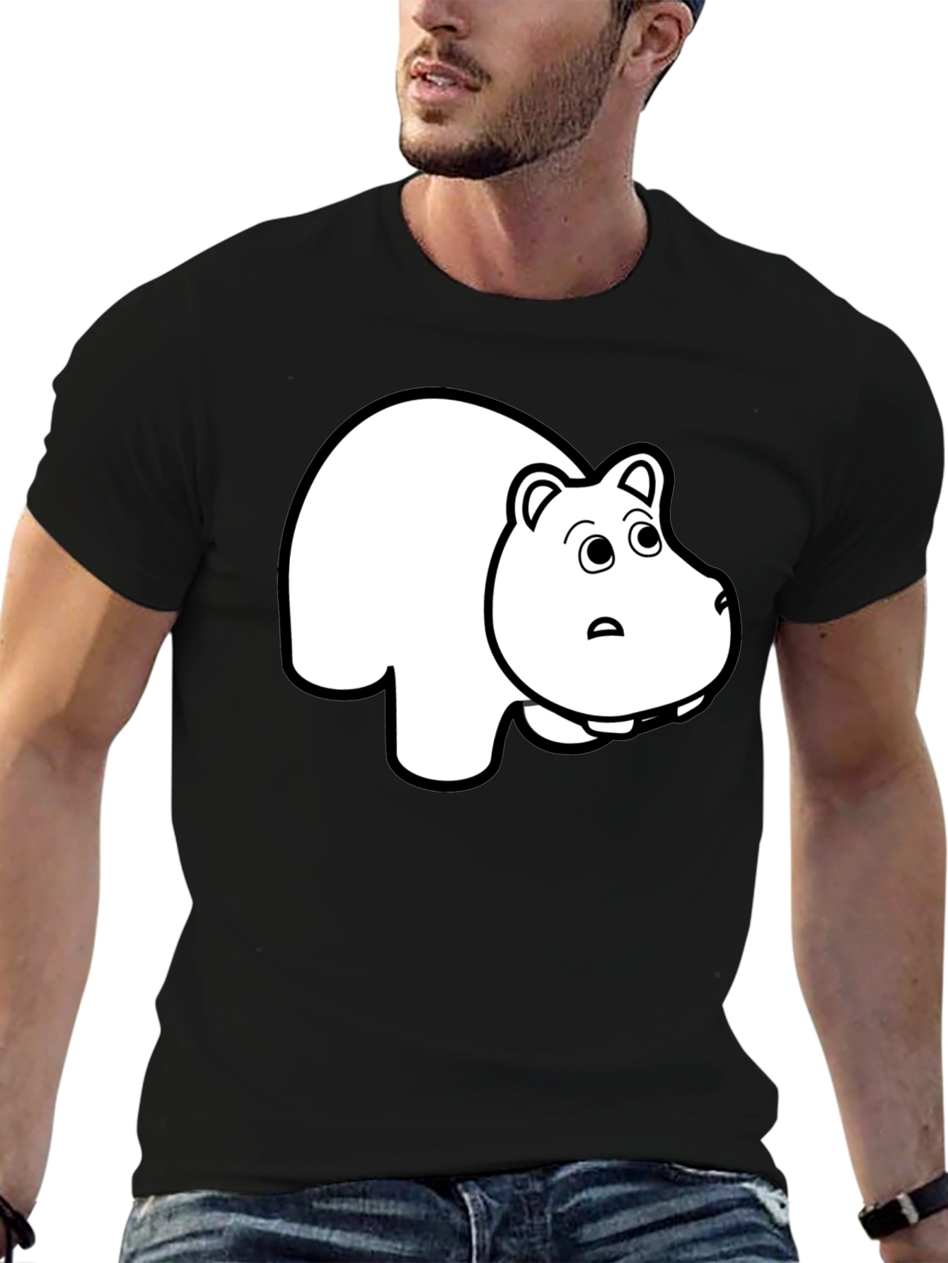 Black T-Shirt with Hippo Graphic