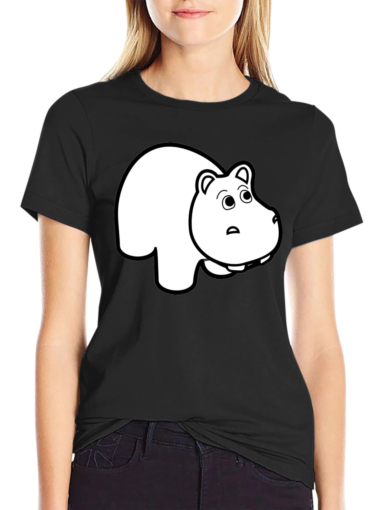 Black T-Shirt with Hippo Graphic