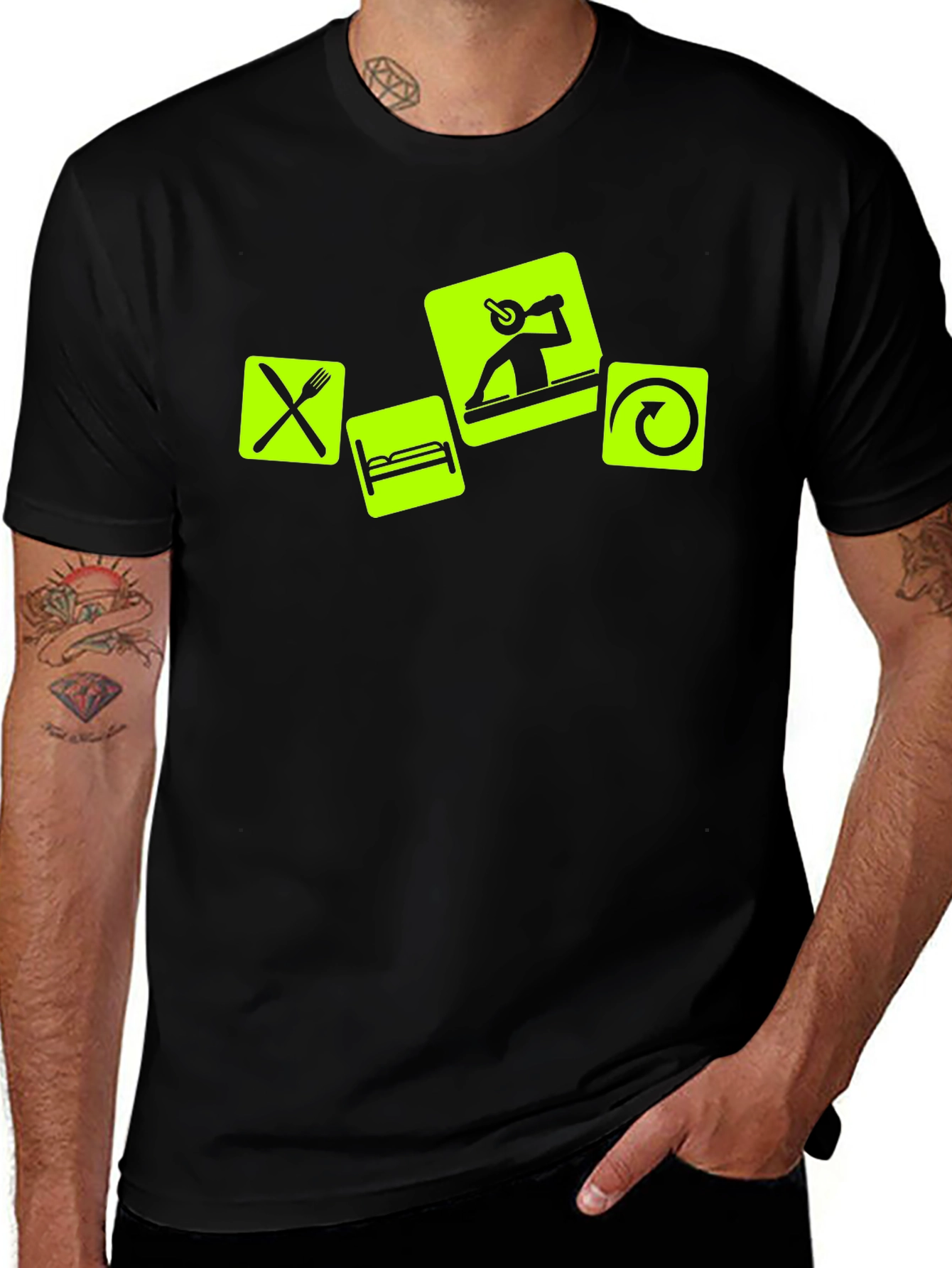 Eat Sleep DJ Repeat - Black Graphic T-Shirt