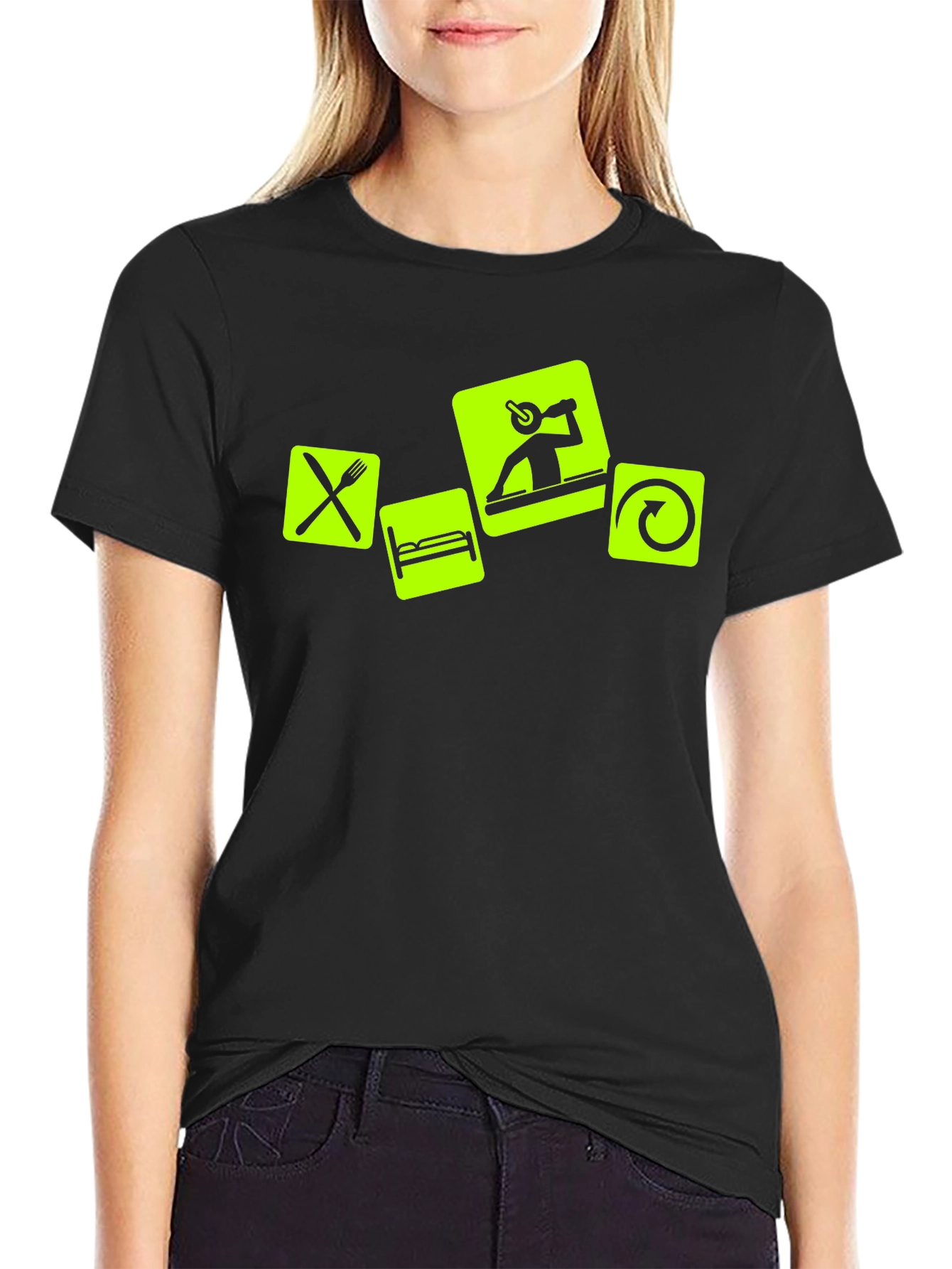 Eat Sleep DJ Repeat - Black Graphic T-Shirt