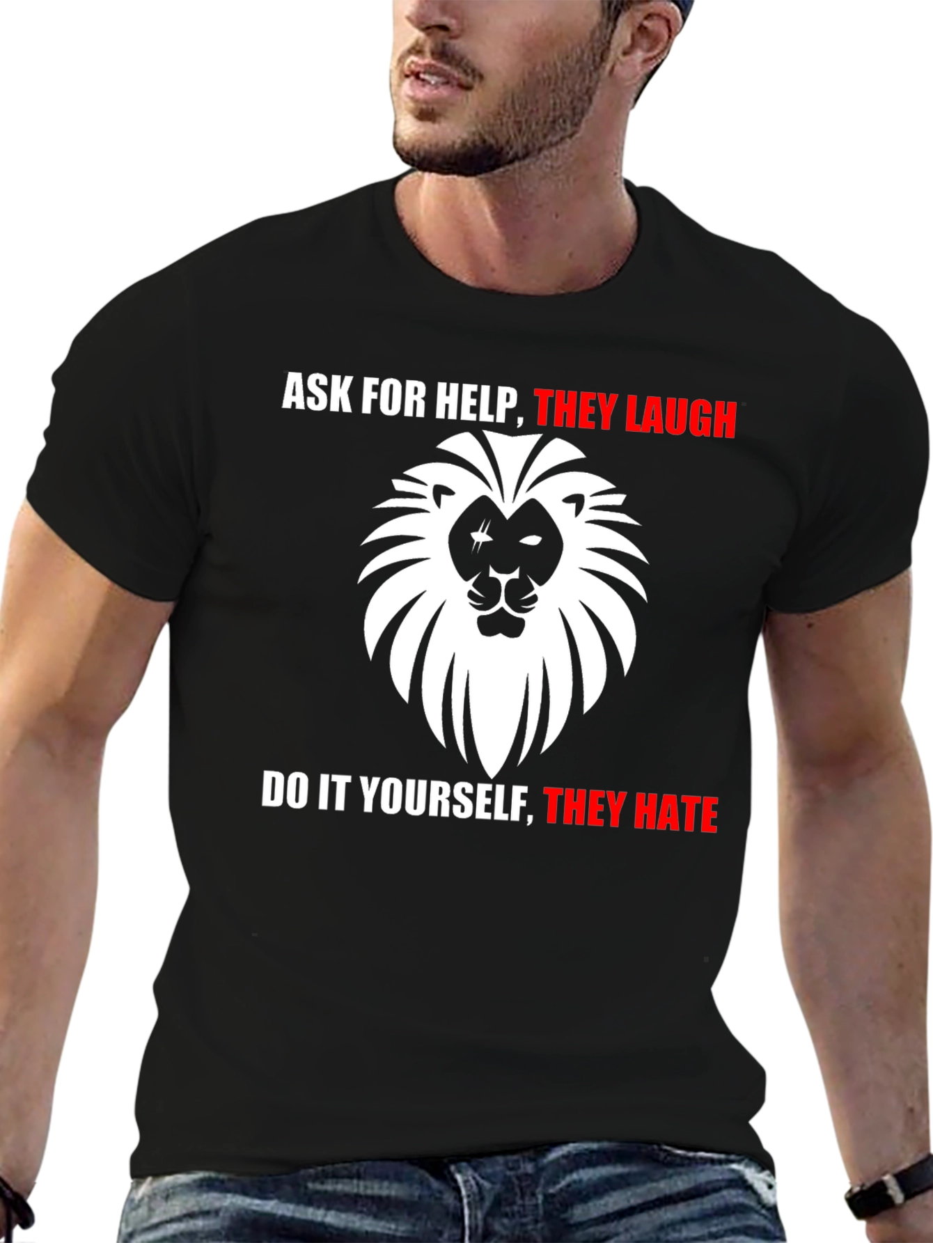 Ask For Help Lion Graphic T-Shirt